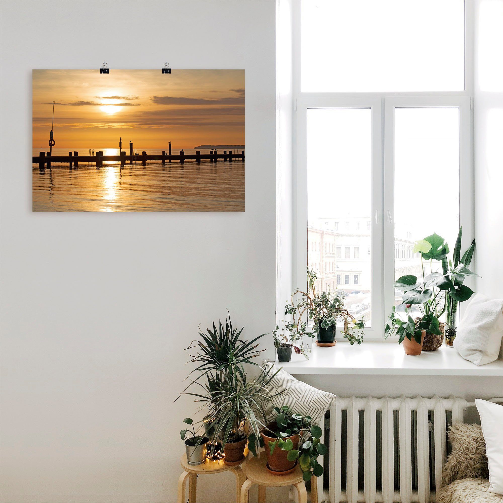 Artland Wandbild Morgenidylle am Leinwandbild, oder Küstenbilder in (1 Poster Alubild, Ostseestrand, versch. St), Wandaufkleber Größen als