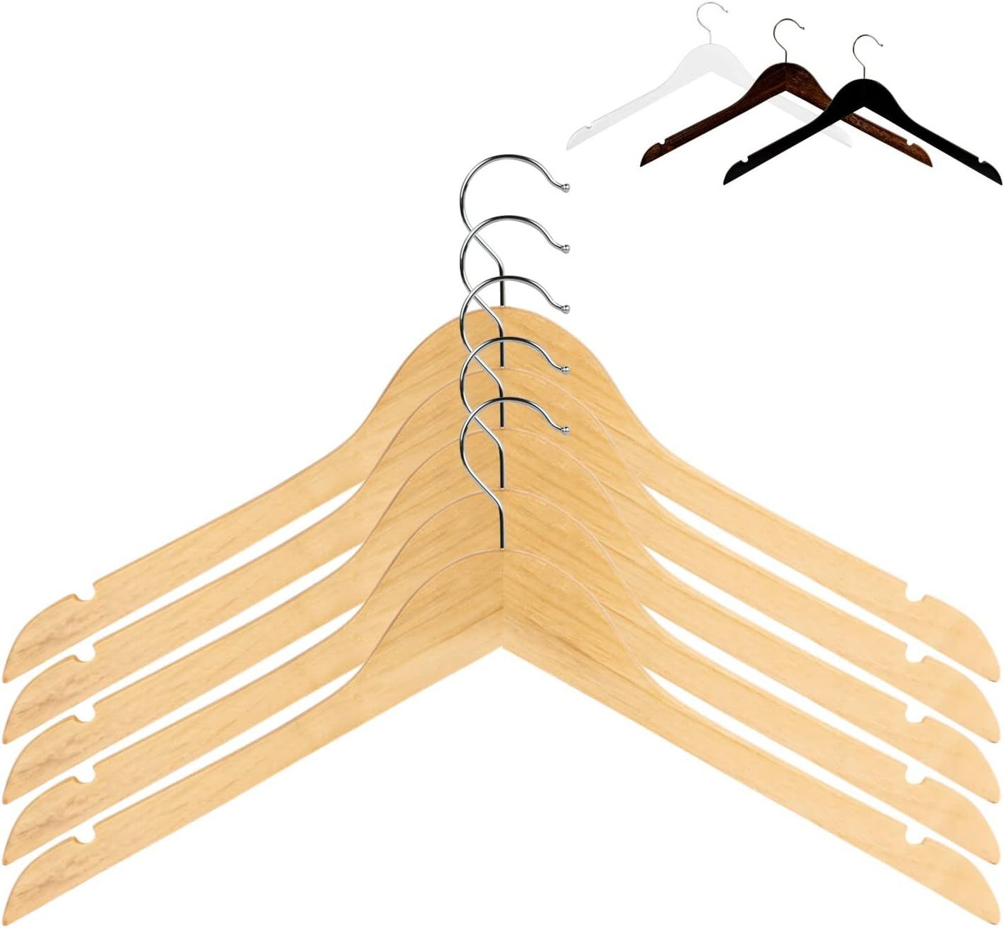 RSR Hangers Kleiderbügel Holz Natur ohne Steg 44,5 cm 360° Haken, (10-tlg) günstig online kaufen