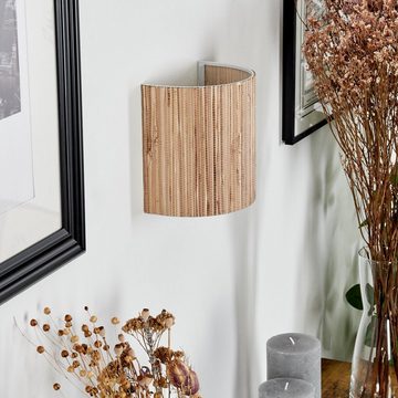 hofstein Wandleuchte moderne Wandlampe aus Metall/Seegras in Schwarz/Natur, ohne Leuchtmittel, im Boho-Design mit Up&Down Lichteffekt, 1x E27, ohne Leuchtmittel