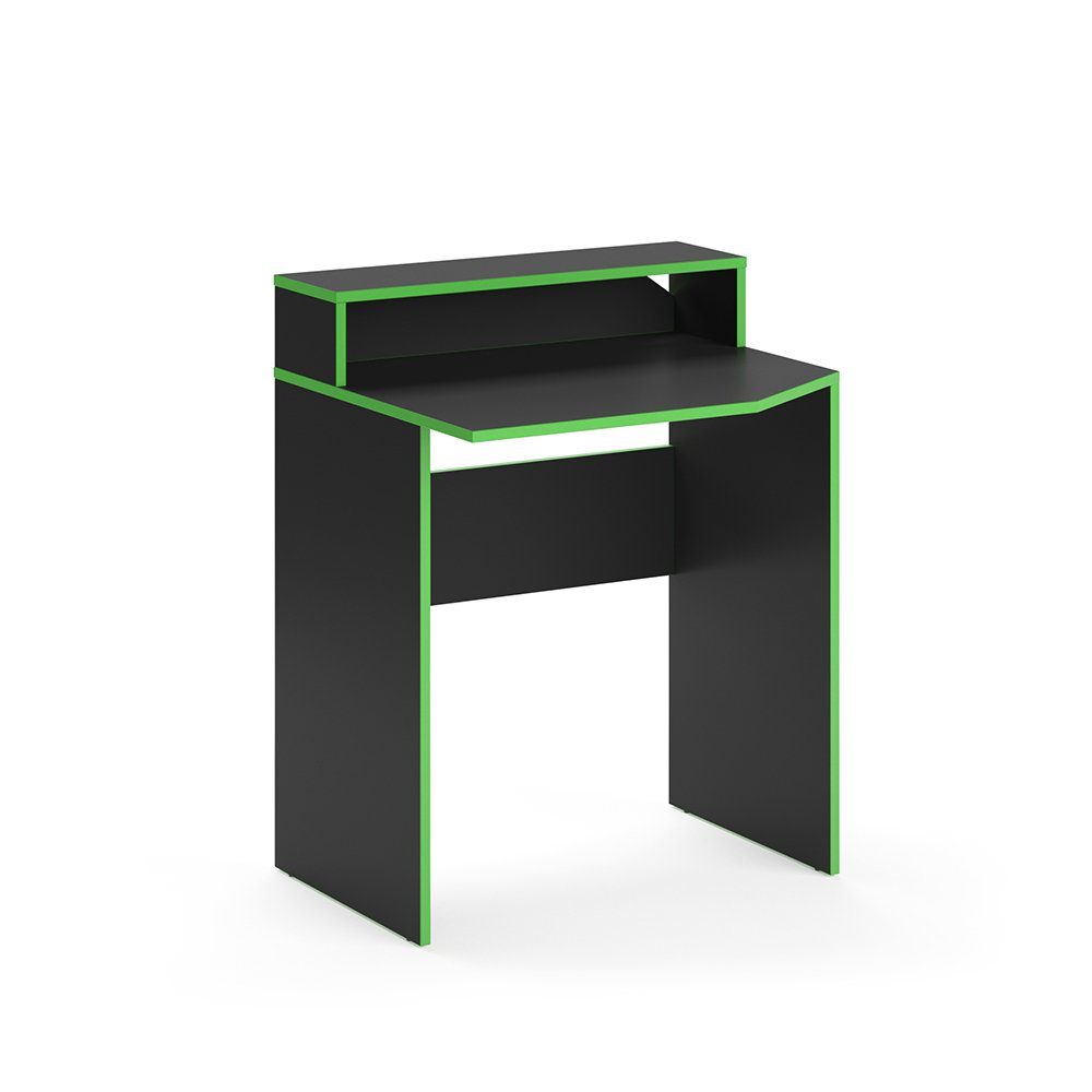 Vicco Computertisch KRON | Gamingtisch Grün schwarz Kurz Schwarz schwarz Arbeitstisch