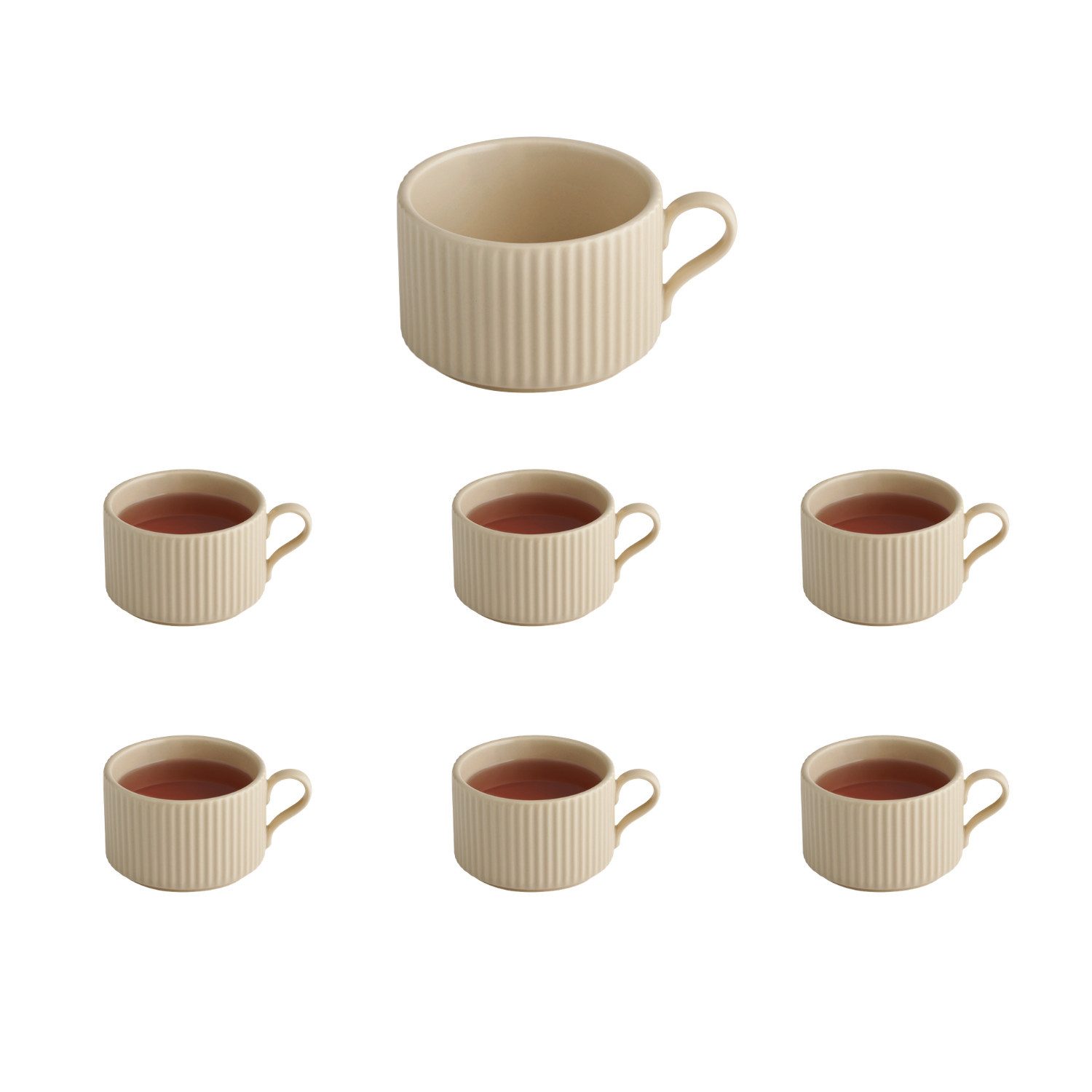 APS Cappuccinotasse THE GRID, 6-tlg., Porzellan, Ø 9 cm, H: 6 cm, 200 ml, Porzellan