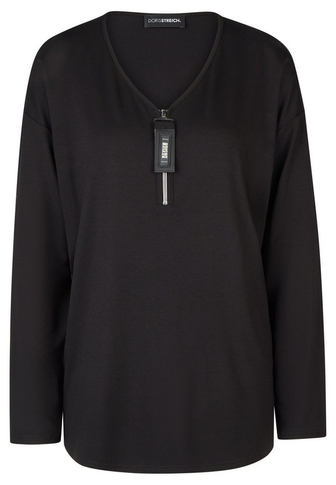 Doris Streich Longshirt (1-tlg) mit dekorativem Reißverschluss-Anhänger