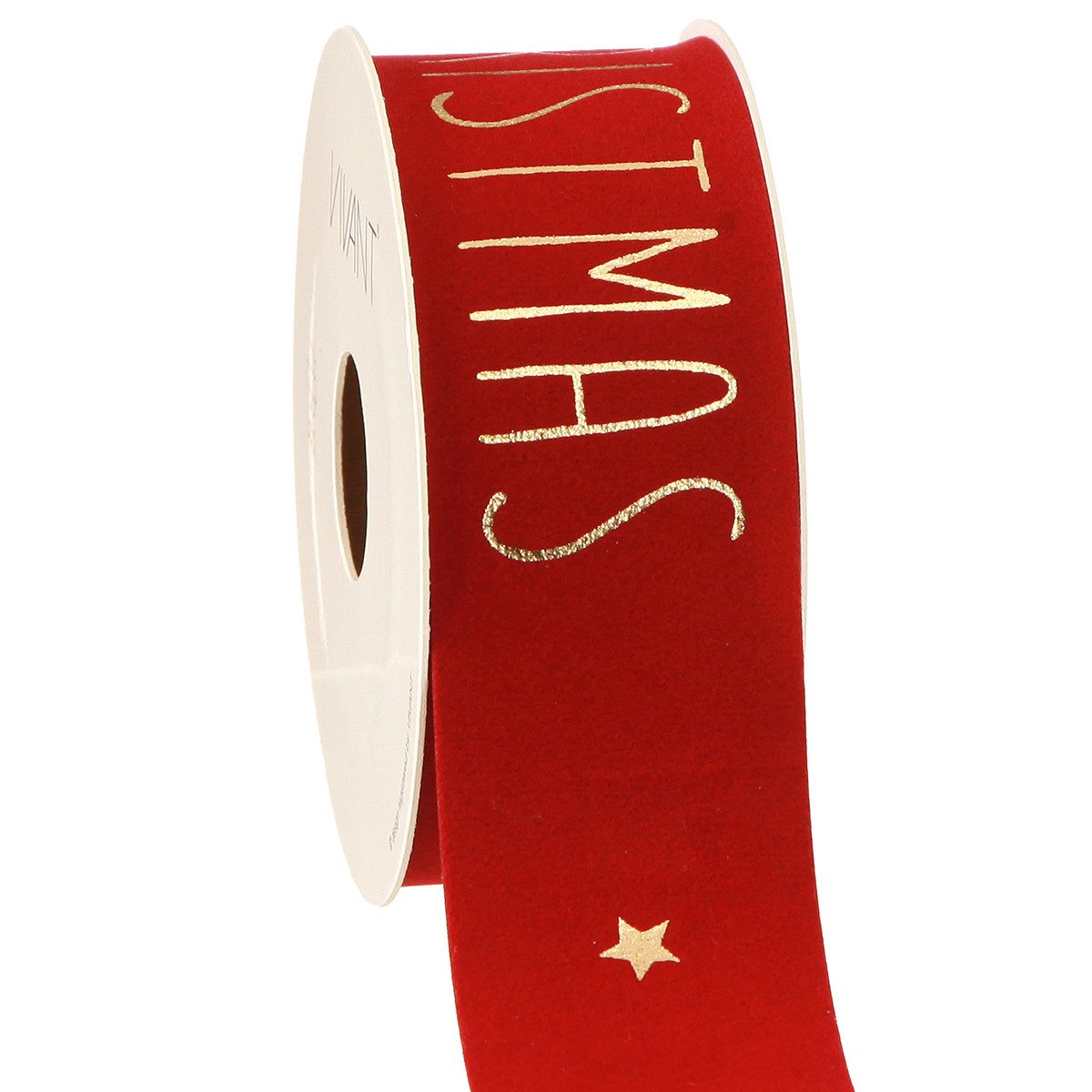 Dekoband Merry Christmas Zierband Rot Gold 40mm x 5m Geschenkband Deko