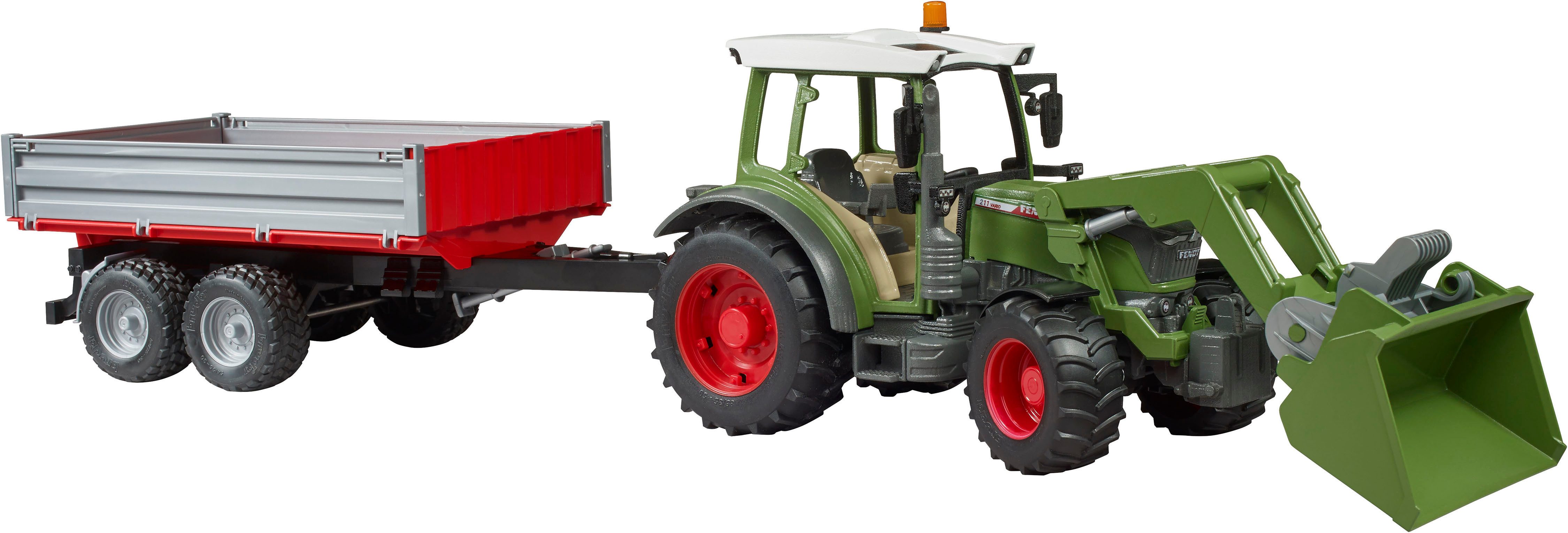 Bruder® Spielzeug-Traktor Fendt Vario 211 mit Frontlader und Bordwandhänger (02182), Made in Europe