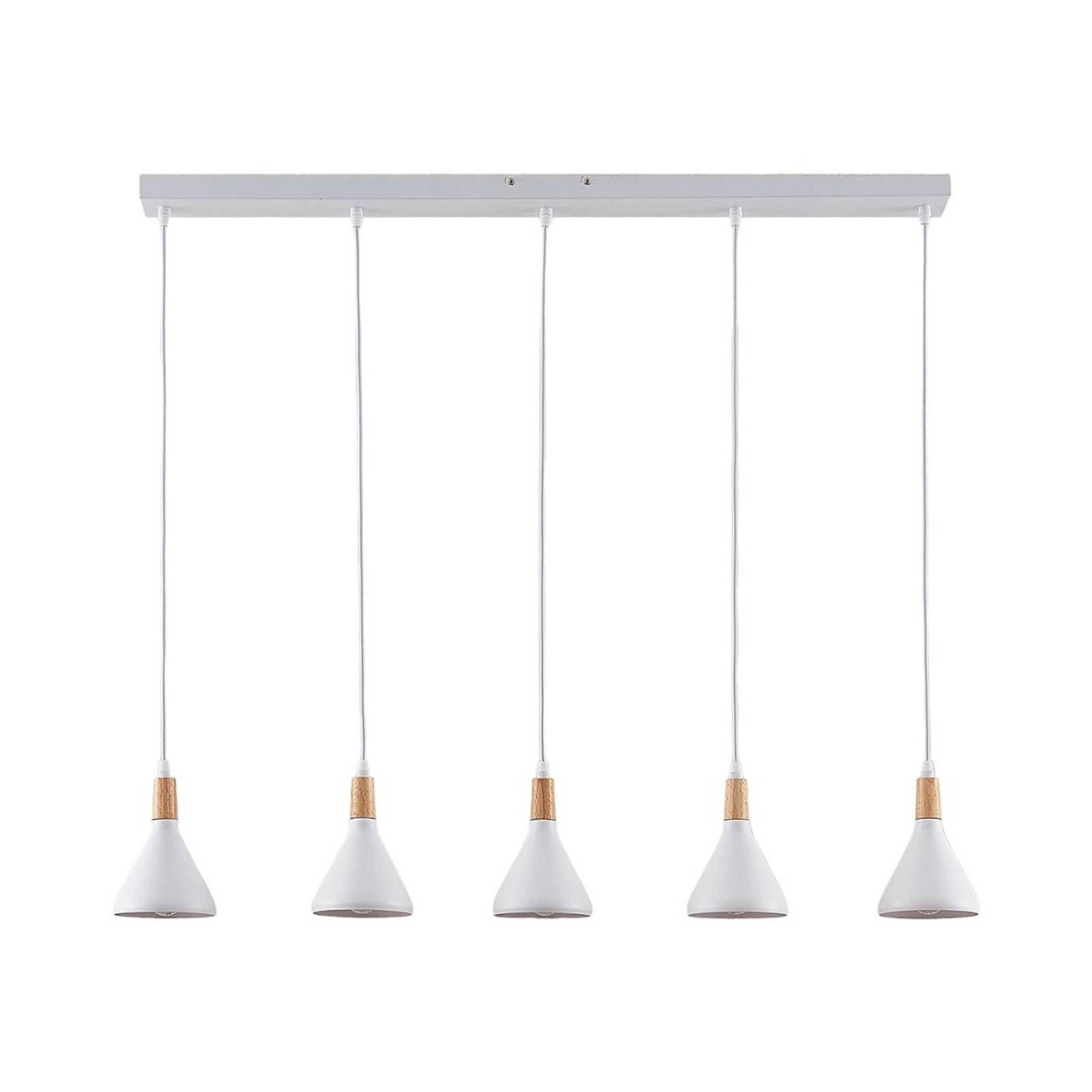 Lindby Hängeleuchte Arina, Metall, Weiß IP20, 5 x 10 W LED günstig online kaufen