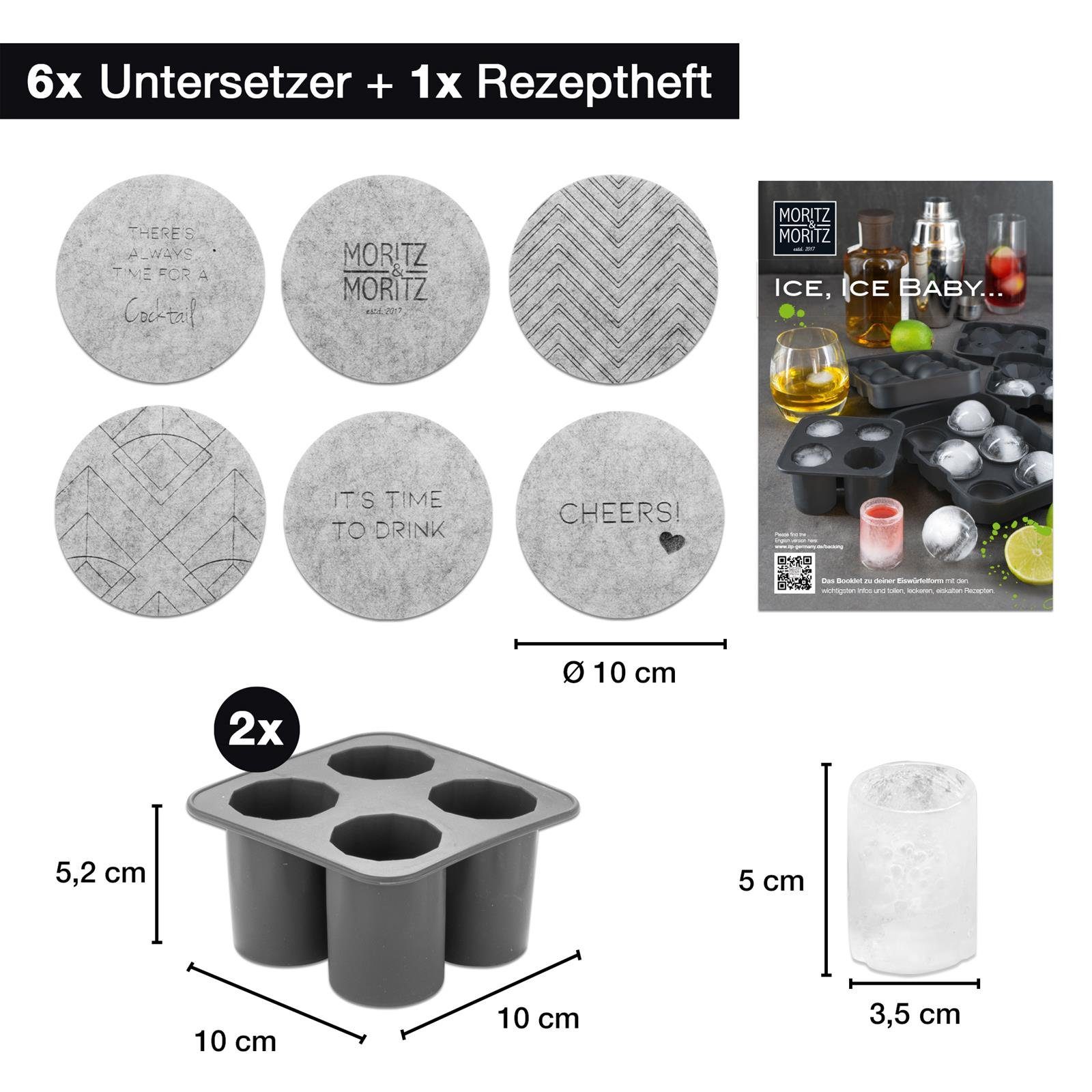 Kitchen Moritz & Eiswürfelform & Filz-Untersetzer Set Moritz Cup Rezeptheft Moritz Unterset, Inkl. & - Moritz inklusive 2er Set Eiswürfelform 9-tlg), 6 (2er