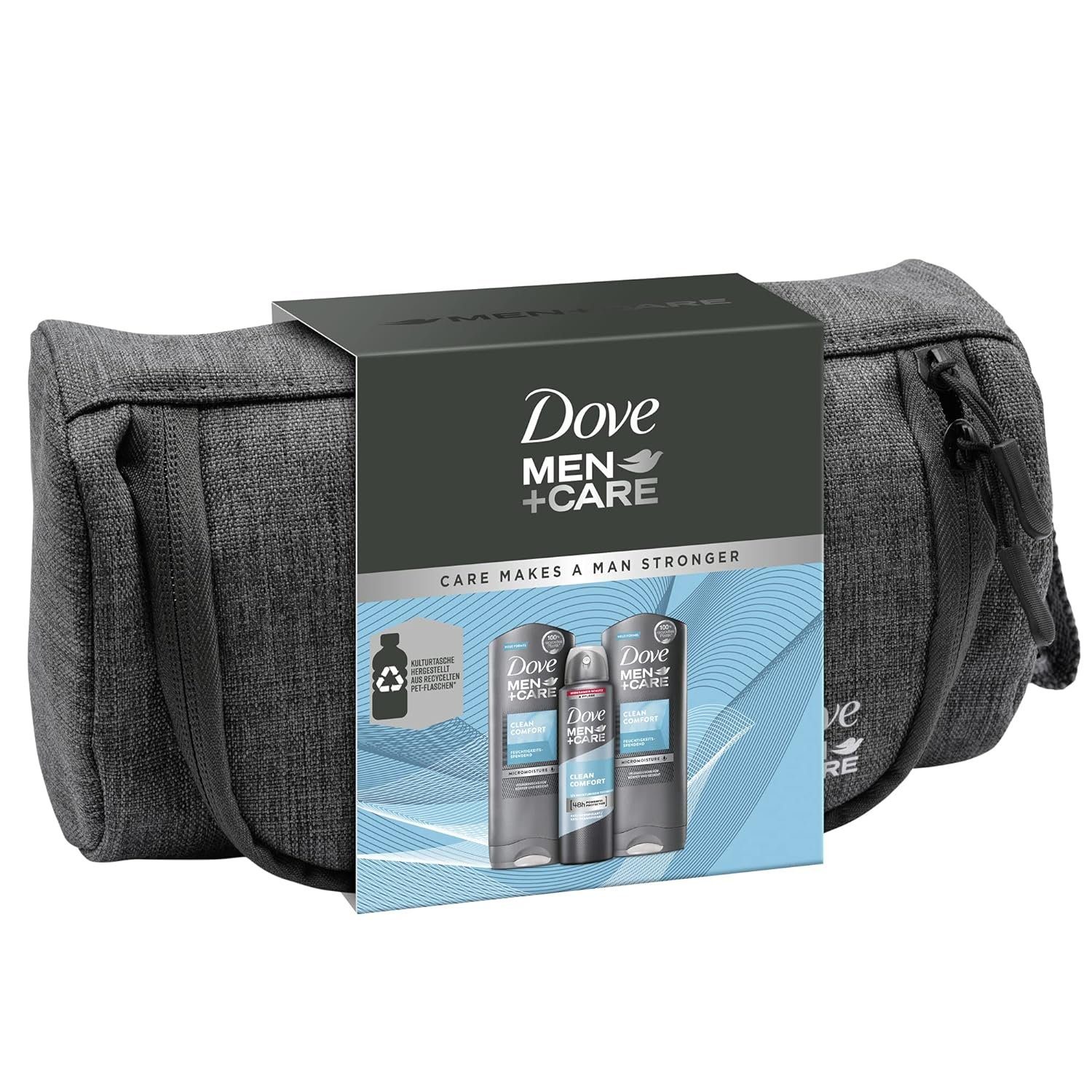 DOVE Kulturbeutel Men+Care Geschenkset Clean Comfort (2x Duschgel + Deo in Kulturtasche) (1-tlg)