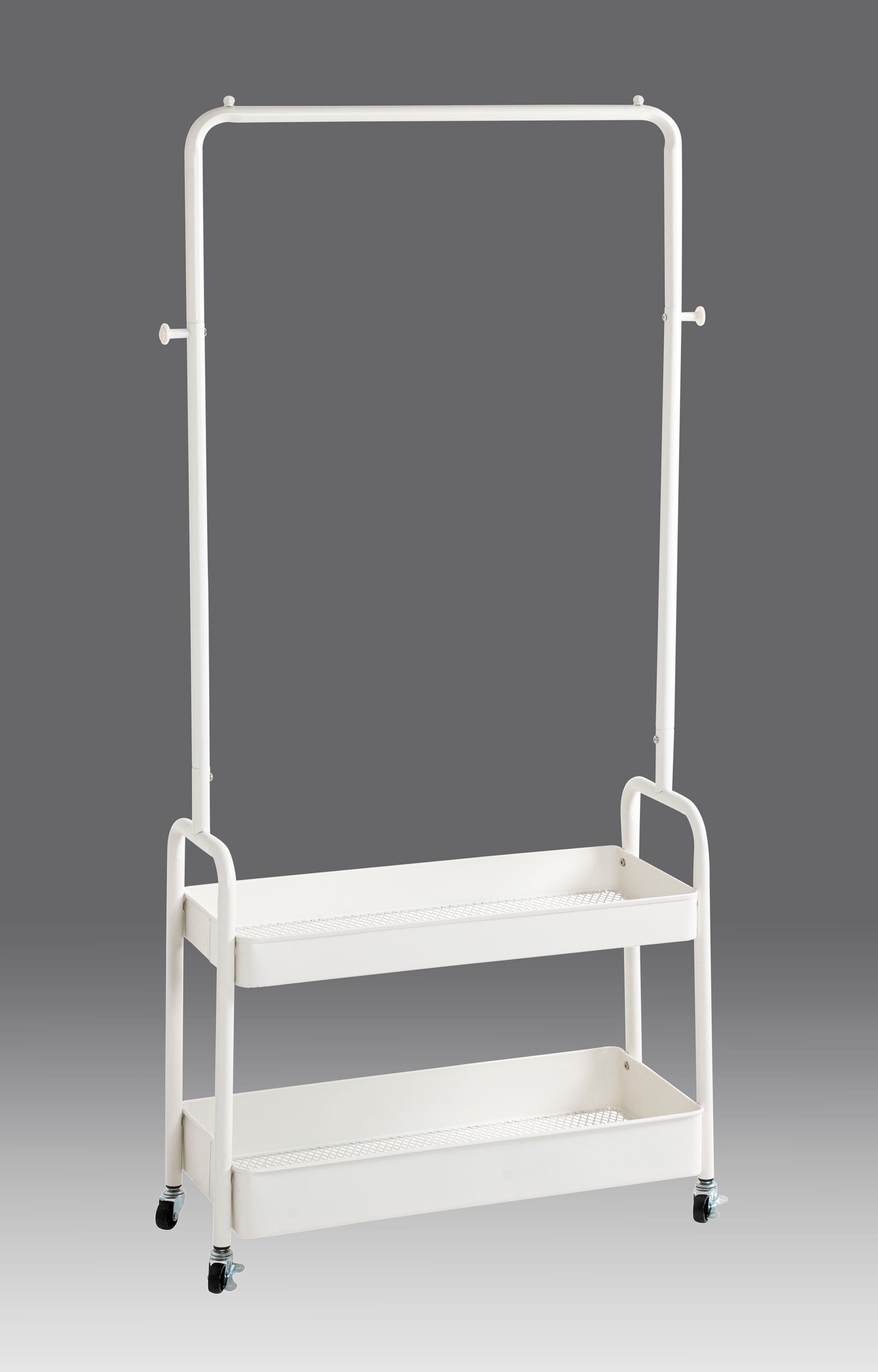 HAKU Garderobenständer Garderobe, Garderobenständer, Kleiderständer auf Rollen, Kleiderwagen, rechteckig - aus Metall Weiß - B/T/H 85/31/155 cm