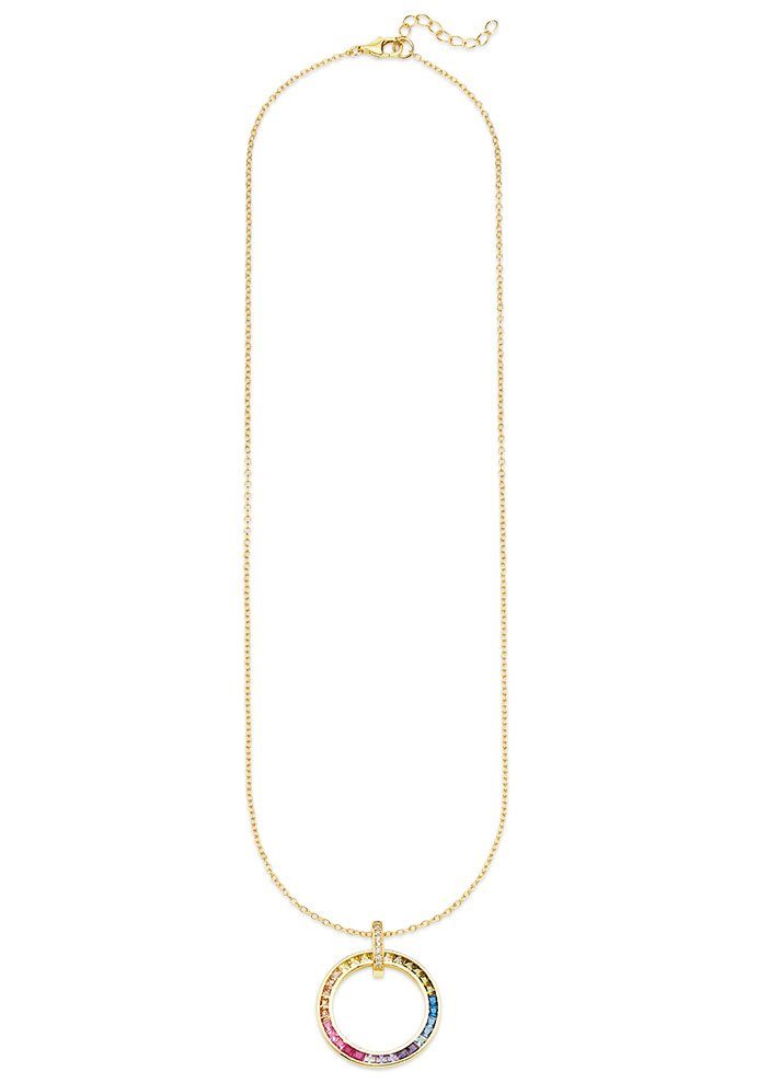 Bruno Banani Kette mit Anhänger Schmuck Geschenk Silber 925 Halsschmuck Halskette Regenbog Gold, mit Zirkonia (synth) – Bild 2 von 2