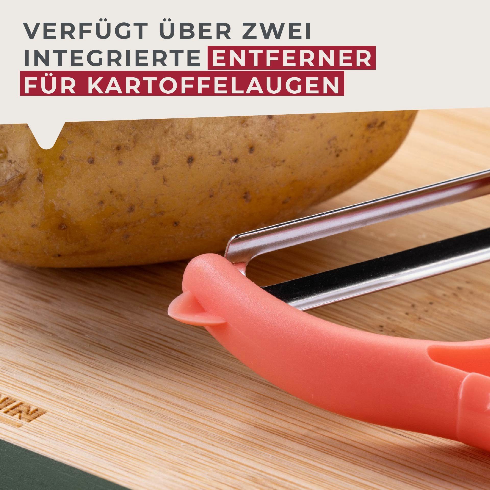 FACKELMANN Kinderbesteck Mini Schäler, Gemüseschäler, Obstschäler, Ergonomischer Griff