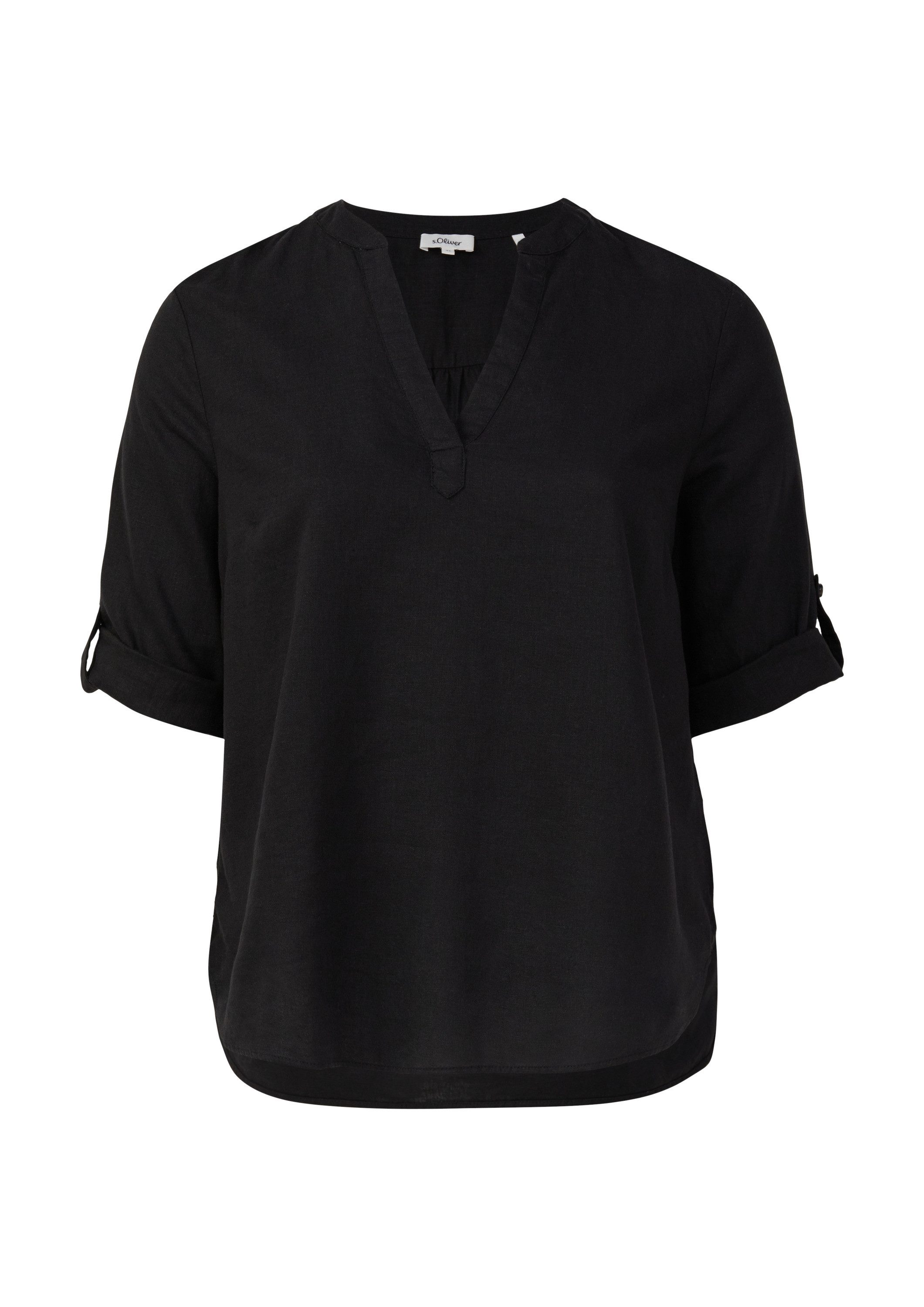 s.Oliver Kurzarmbluse Bluse Leinenmix-Bluse mit Turn-up günstig online kaufen