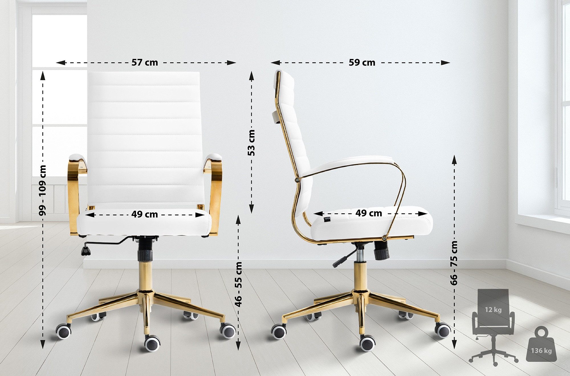 CLP Schreibtischstuhl Havanna Kunstleder, Höhenverstellbar günstig online kaufen