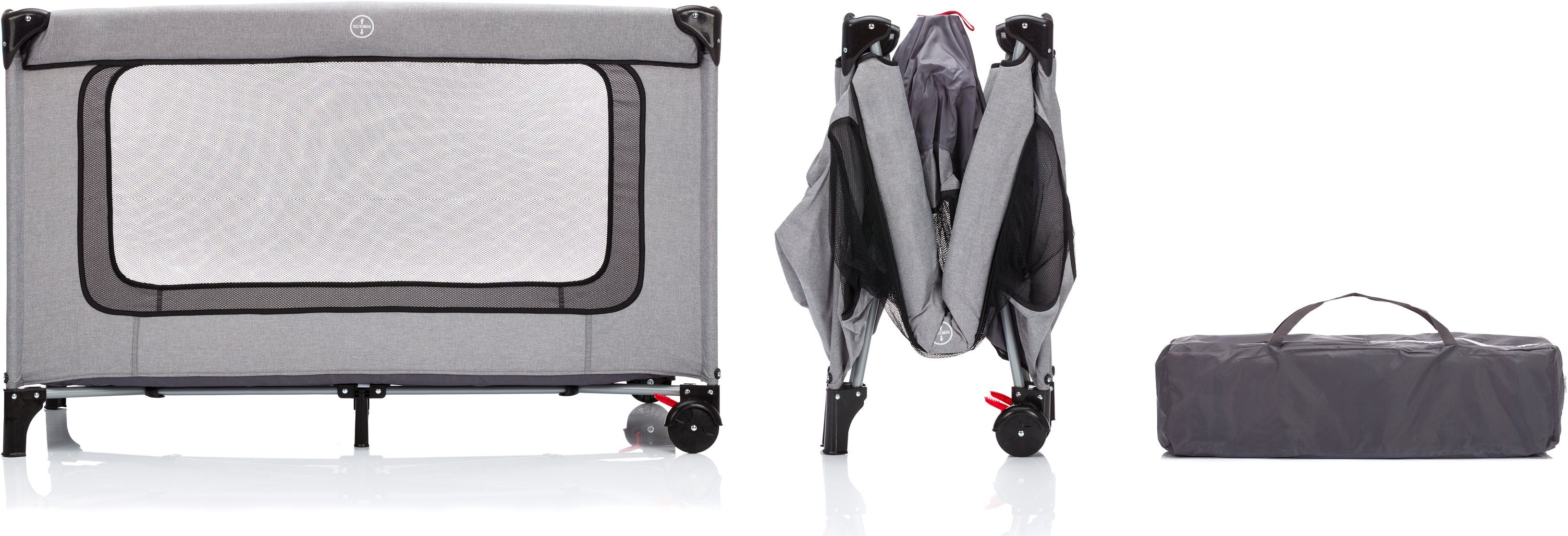 Fillikid Baby-Reisebett Standard grau melange, Inklusive günstig online kaufen