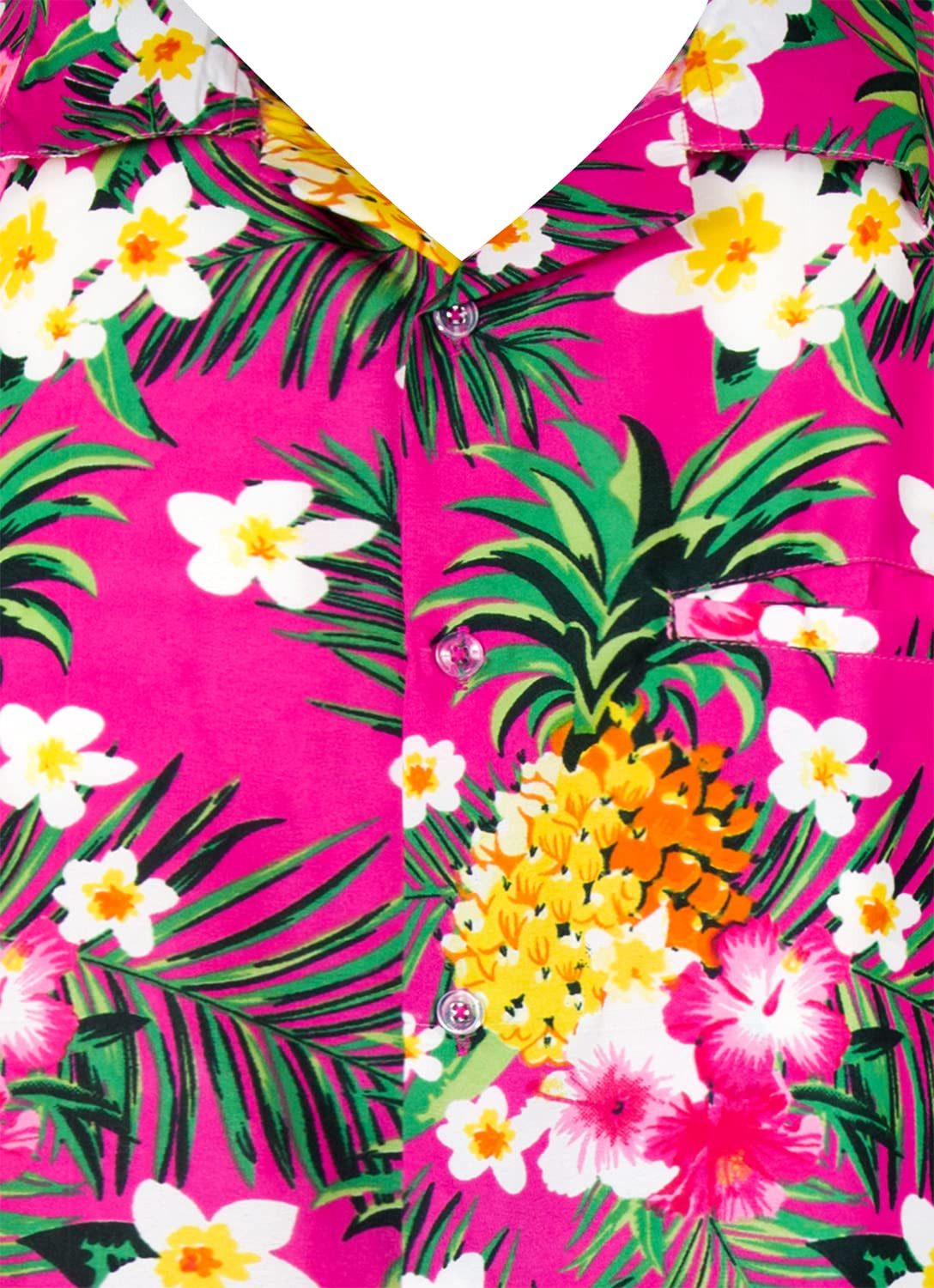 King Kameha Hawaiihemd Pineapple Flowers Kids Funky Hawaii-Hemd Kinder Kurzarm Front-Tasche