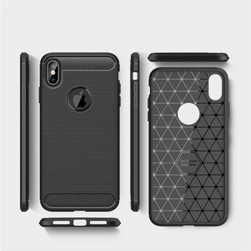 CoverKingz Handyhülle Hülle für Apple iPhone Xs Max Handyhülle Cover Case Schutzhülle, Carbon Look Brushed Design