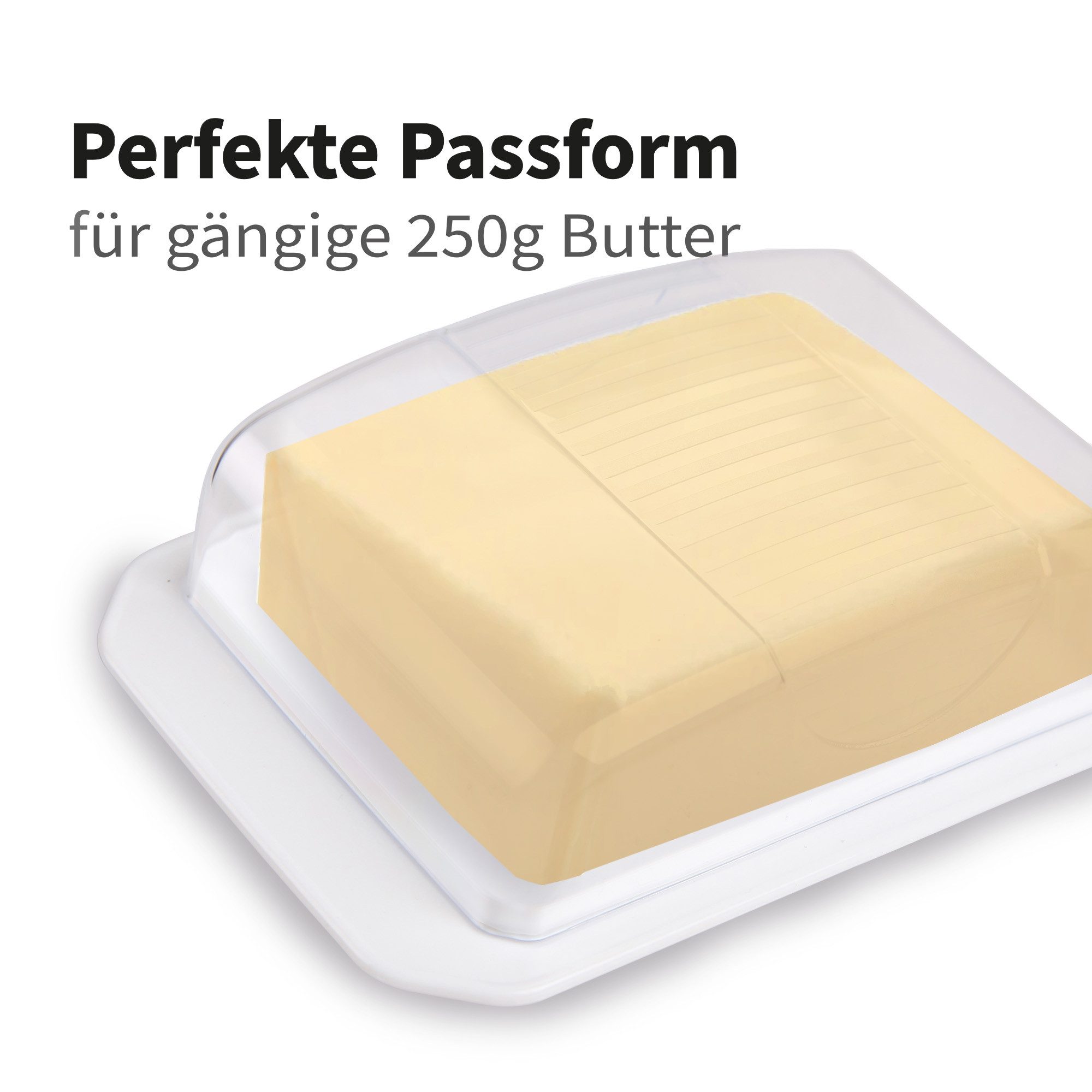 Pro Home Butterdose mit Deckel (BPA-freiem, bruchsicherem Kunststoff), Kunststoff, (Set, 1x Deckel, 1x Unterboden), Butterbehälter & Butterbox mit 250g – Bild 4 von 5