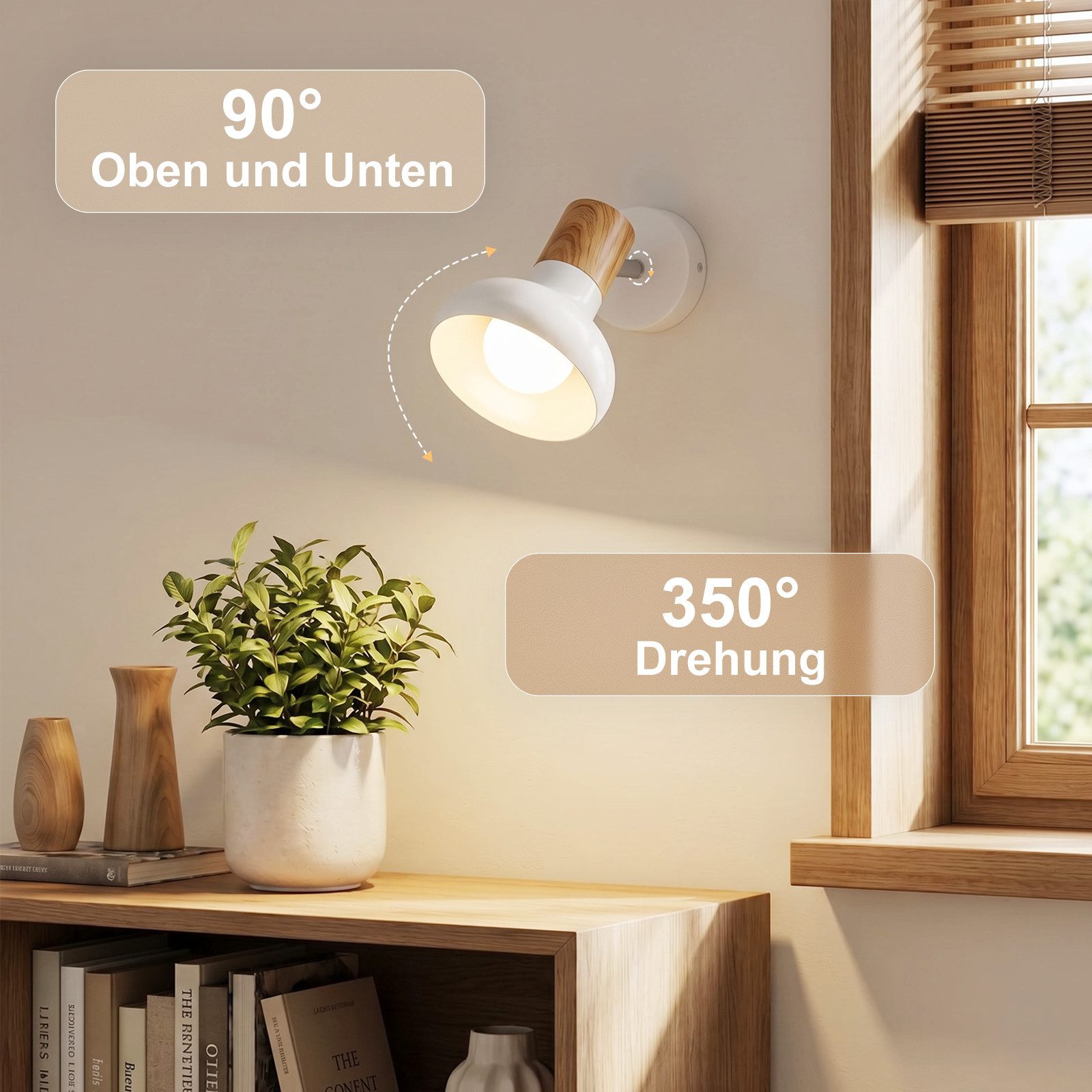 ZMH Deckenstrahler 1 Flammig E14 Eisen Lampenschirm Deckenlampe Flur Schlafzimmer, ohne Leuchtmittel, Weiß Schwenkbar 350° Modern Wohnzimmerlampe – Bild 4 von 5