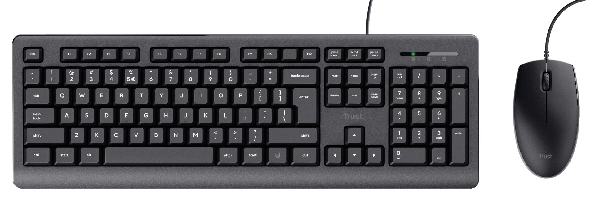 Trust TKM-250 KEYBOARD AND MOUSE SET DE Tastatur- und Maus-Set, Maus für  Rechts- und Linkshänder | Tastatur-Sets