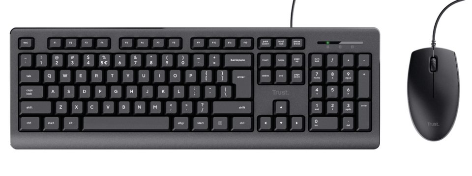 Trust TKM-250 KEYBOARD AND MOUSE SET DE Tastatur- und Maus-Set, Maus für  Rechts- und Linkshänder