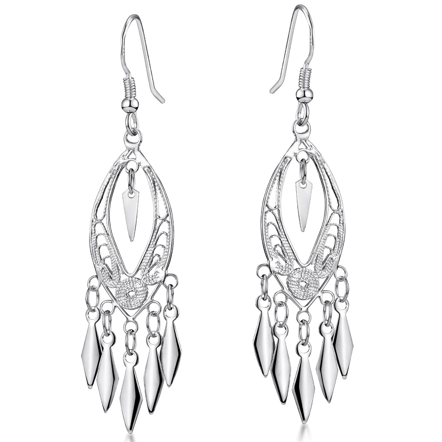 Materia Paar Ohrhänger Damen Ohrringe Orientalisch SO-222, 925 Sterling Silber, rhodiniert