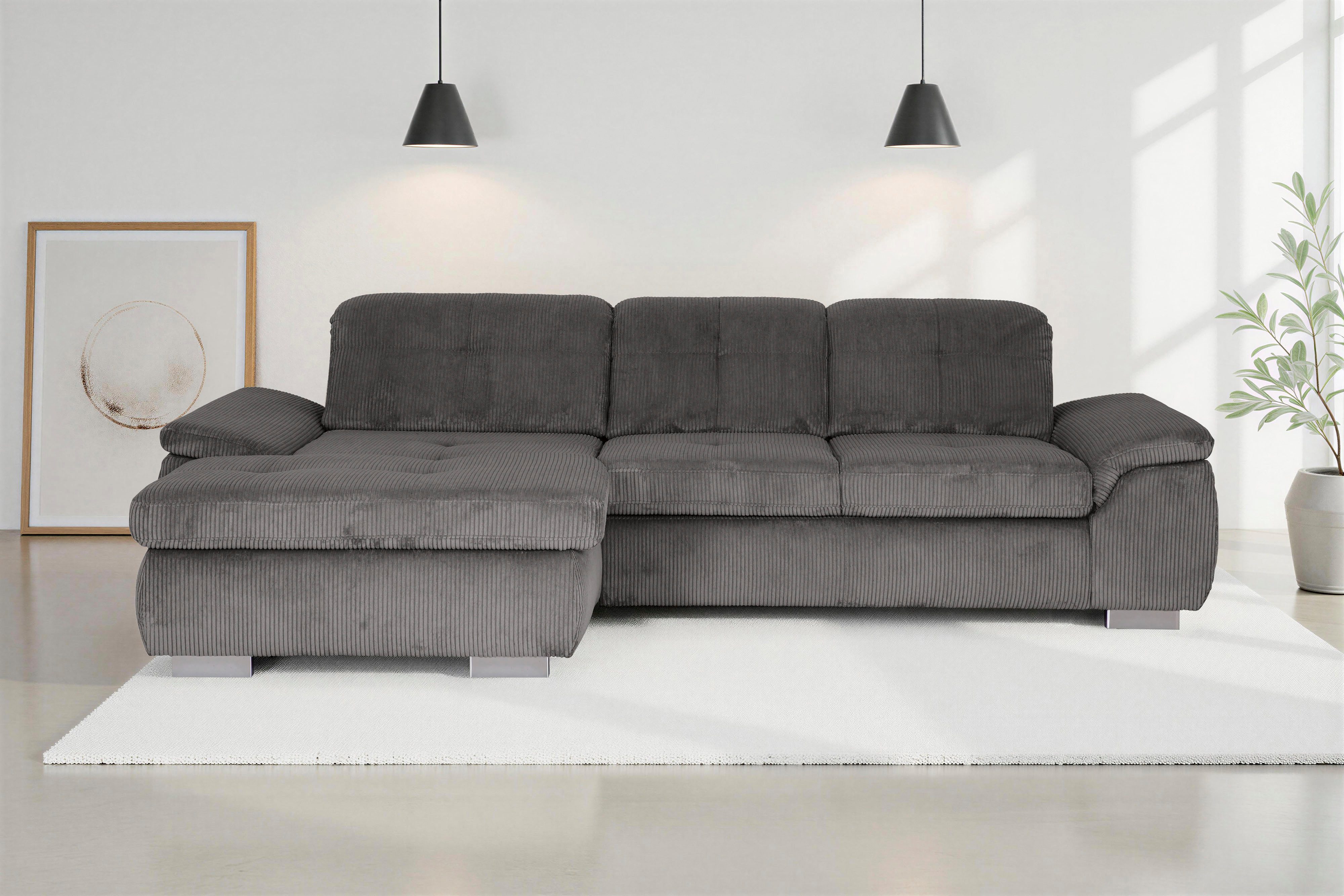 Die PlanBar Ecksofa MP-IN16037 L-Form, Breite 289 cm, mit Kaltschaum-Polsterung, mit Sitztiefenverstellung & Zierkissen