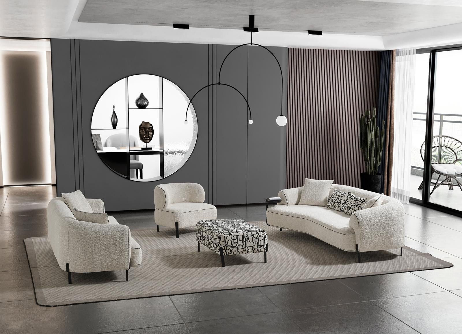 Nobelaa Sofa Sitzgruppe/Sofa Set - Wohnzimmergarnitur "Honeysuckle" 3+2+1 + Hocker