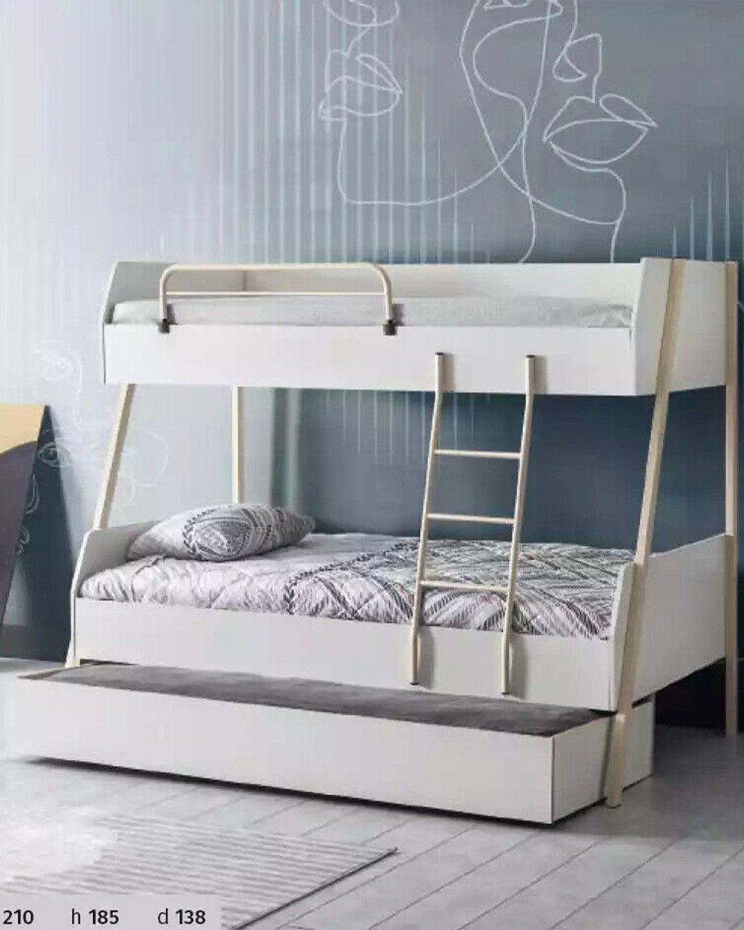 Design Bett JVmoebel Kinderzimmer Etagenbett, Kinderbett Jugendbett Modernes Weiß