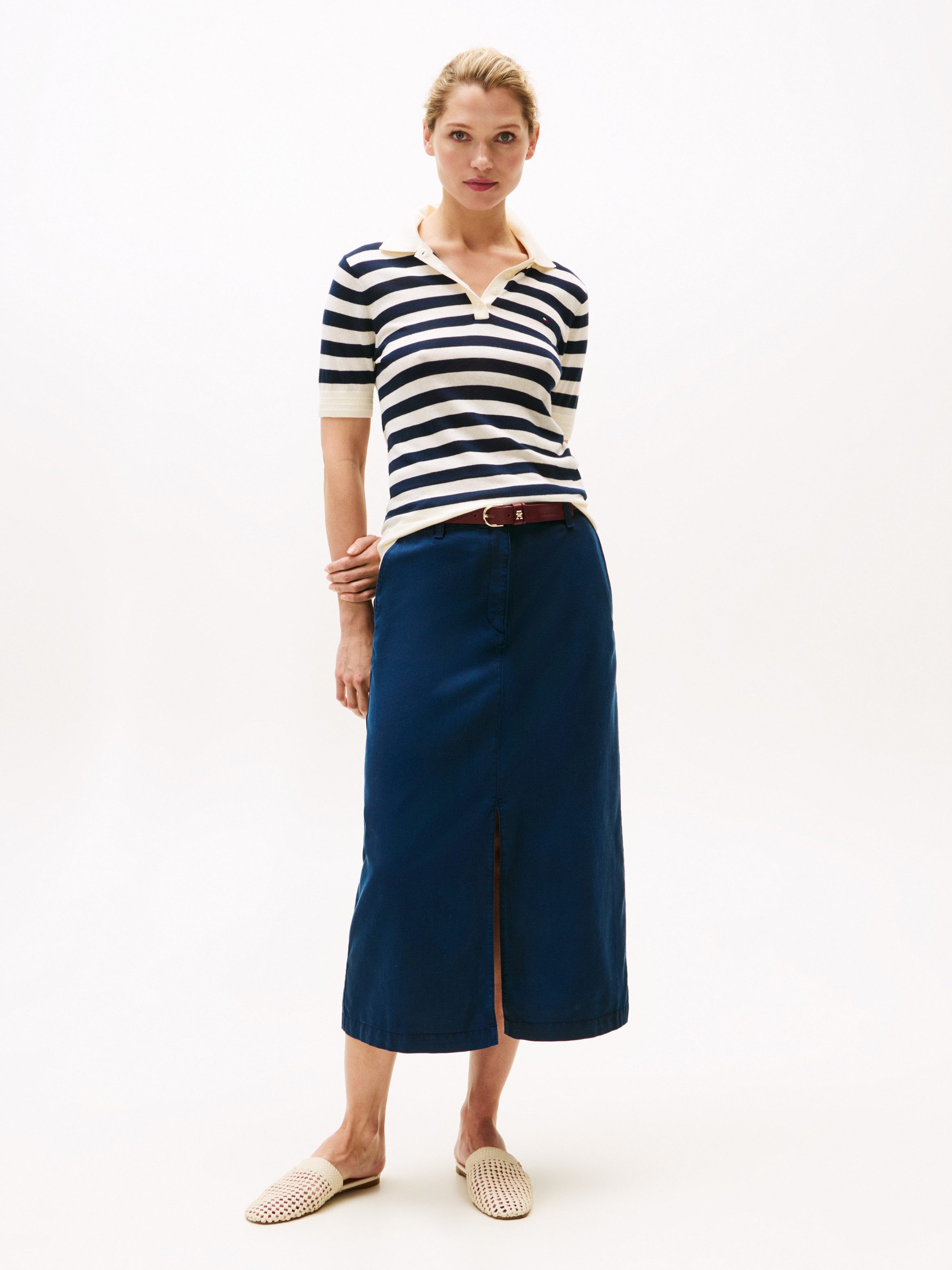 Tommy Hilfiger Webrock CO TENCEL MIDI SKIRT mit Schlitz