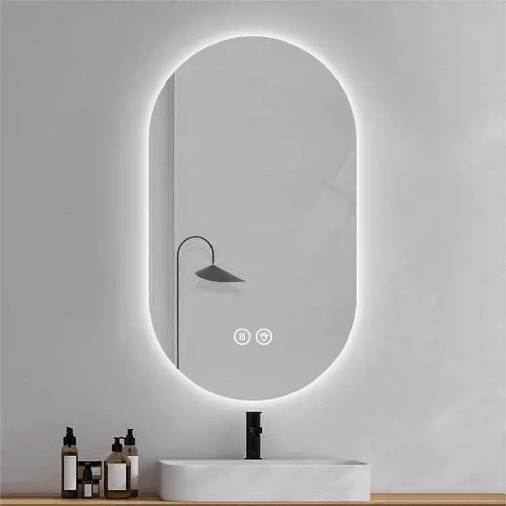 REDOM Spiegel Smart Wandmontierter LED-Touchscreen (LED Badspiegel mit Anti-Beschlag Touch-Steuerung Silber, 1-St., 60*90cm)