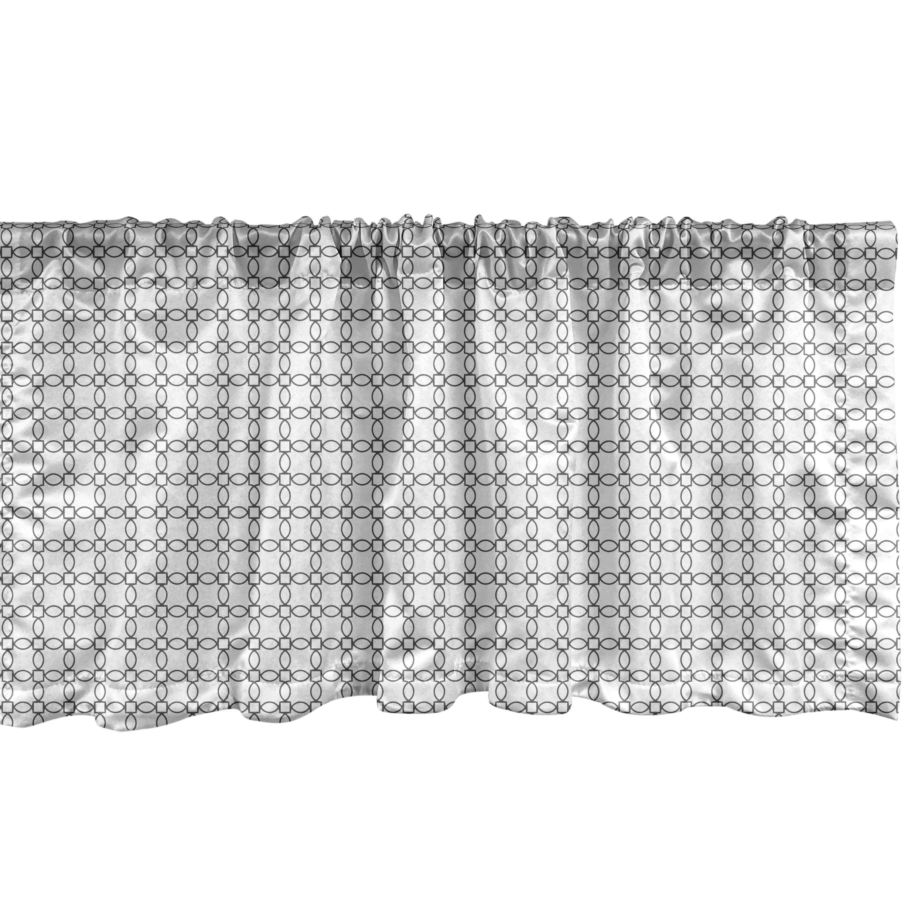 Scheibengardine Kreise für Microfaser, Kunst Vorhang Abakuhaus, Küche mit Stangentasche, Squares Oval Abstrakt Dekor Volant Schlafzimmer