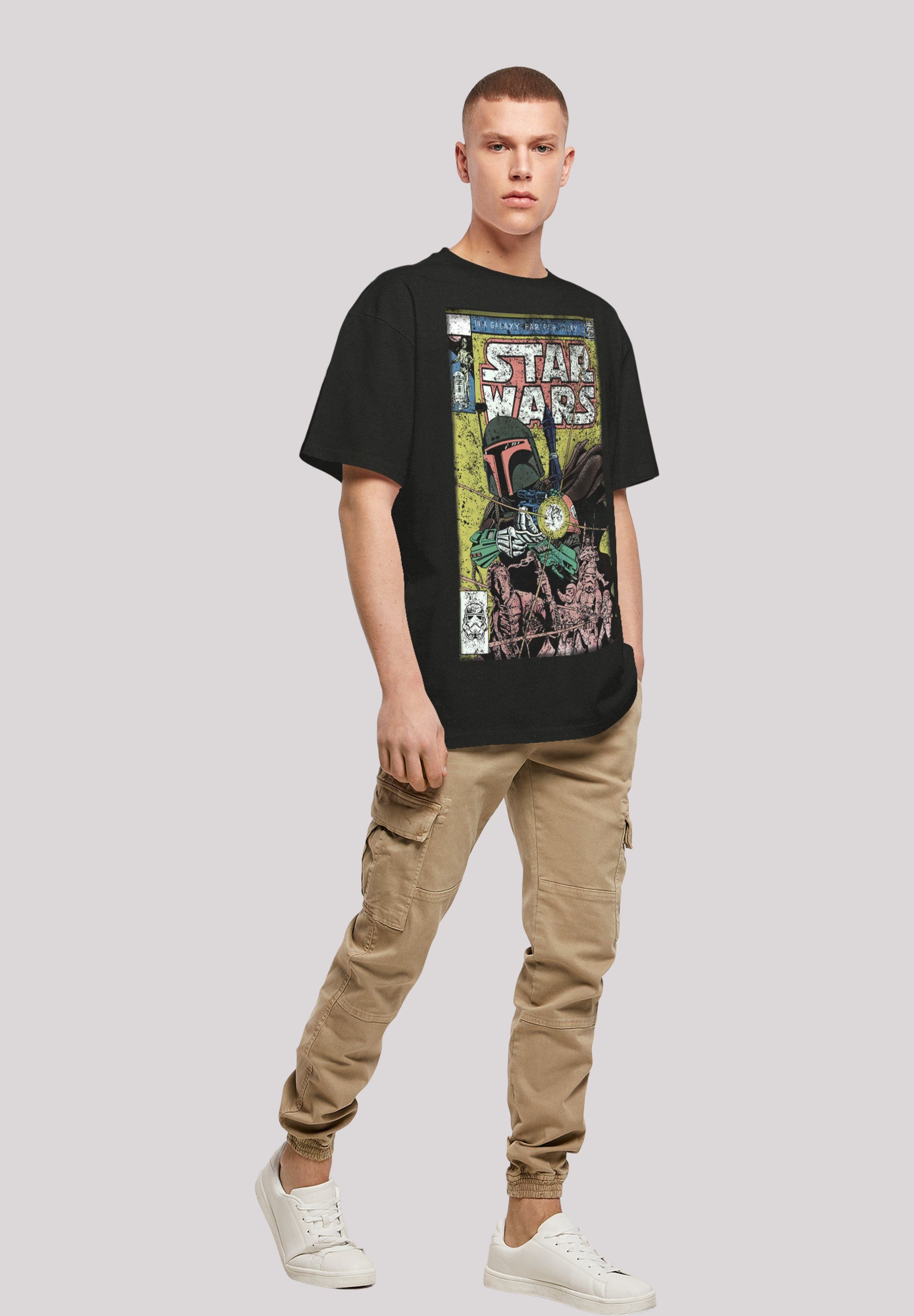 F4NT4STIC Comic Tee with black Oversize (1-tlg) Star Kurzarmshirt Heavy Herren Boba Wars Fett