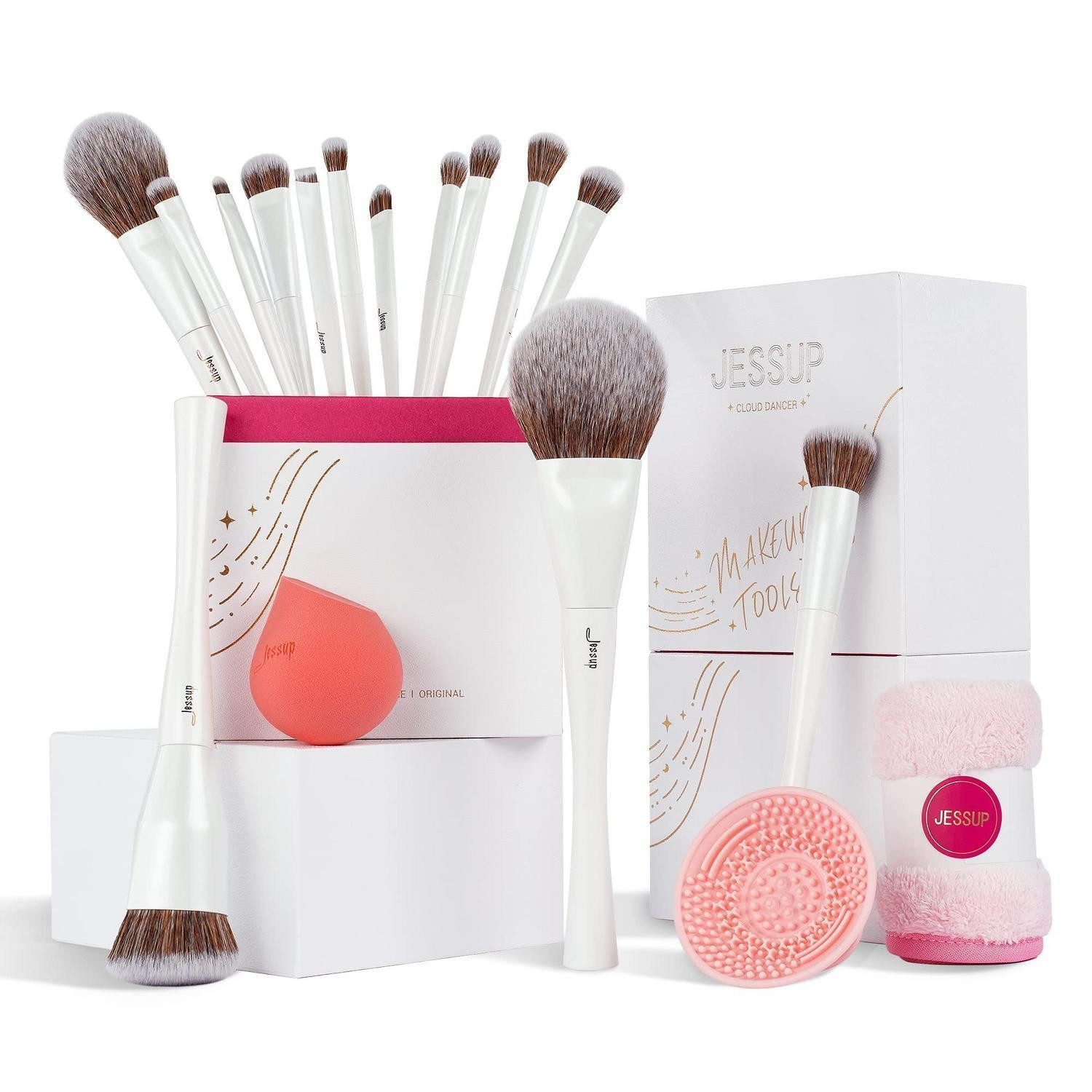 LuxusKollektion Kosmetikpinsel-Set Makeup Pinselset 14 Stk mit Schwamm & Reiniger