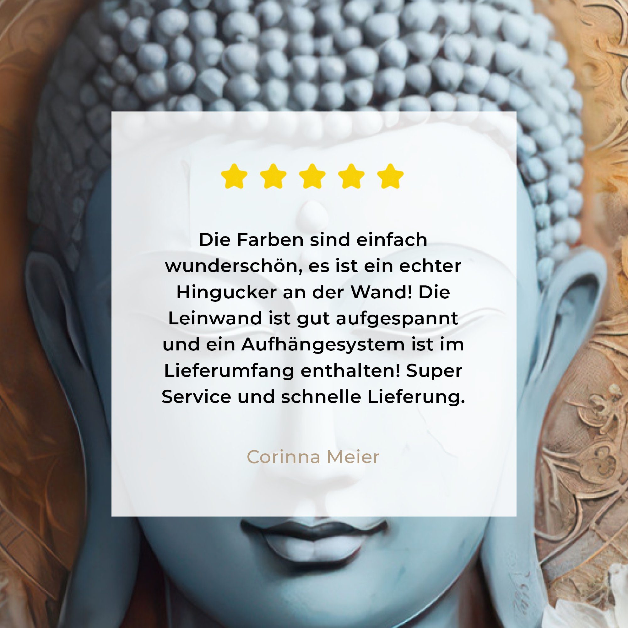 OneMillionCanvasses® Leinwandbild Buddha - Statue - Blau - Braun - Blume, Fotodruck (1 St), Leinwand Canvas Wandbild, Wanddekoration 20x30 cm – Bild 5 von 5