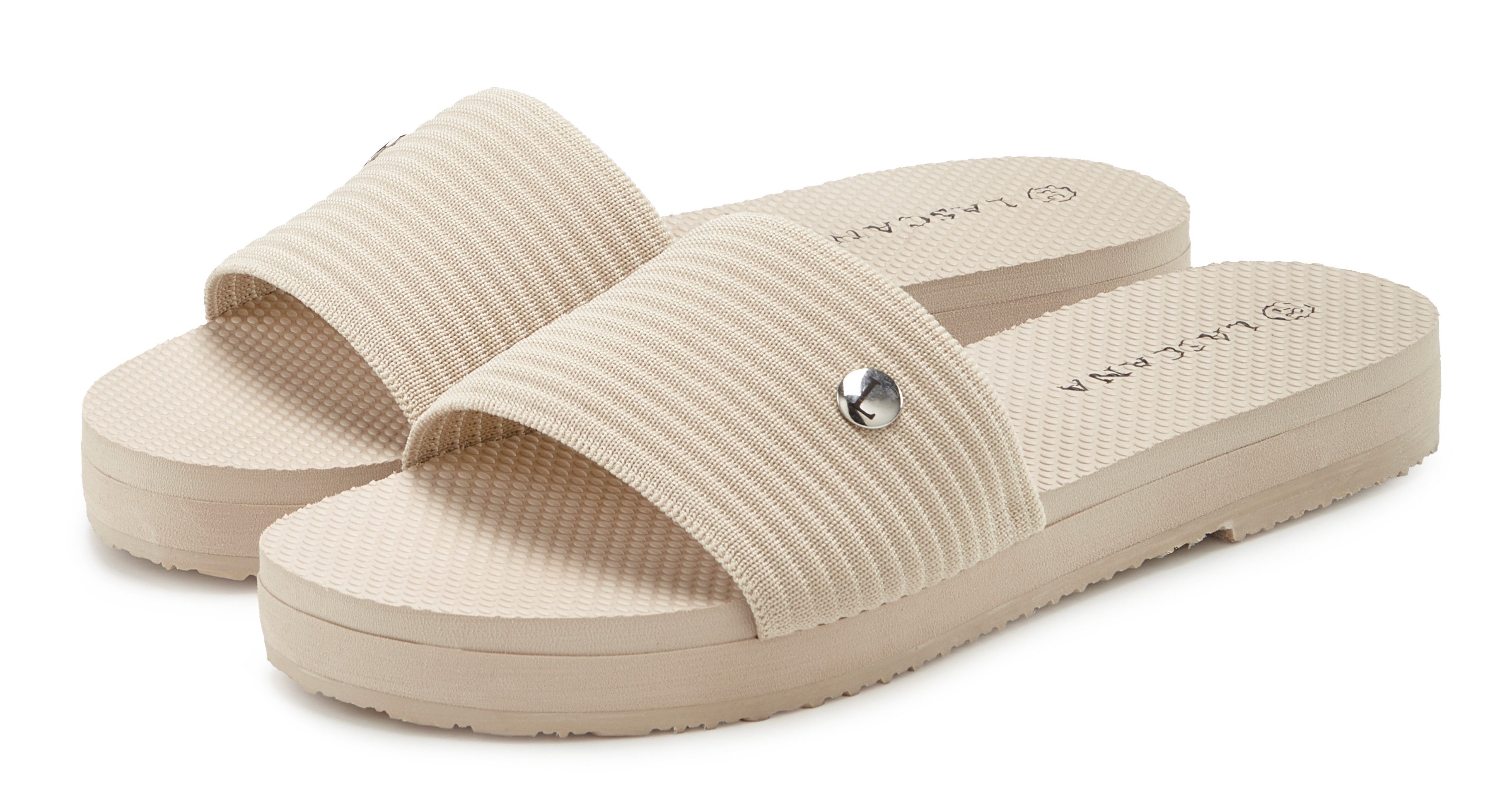 LASCANA Pantolette, Badepantolette Sandale, Badeschuh, Badesandale mit leichter Sohle VEGAN