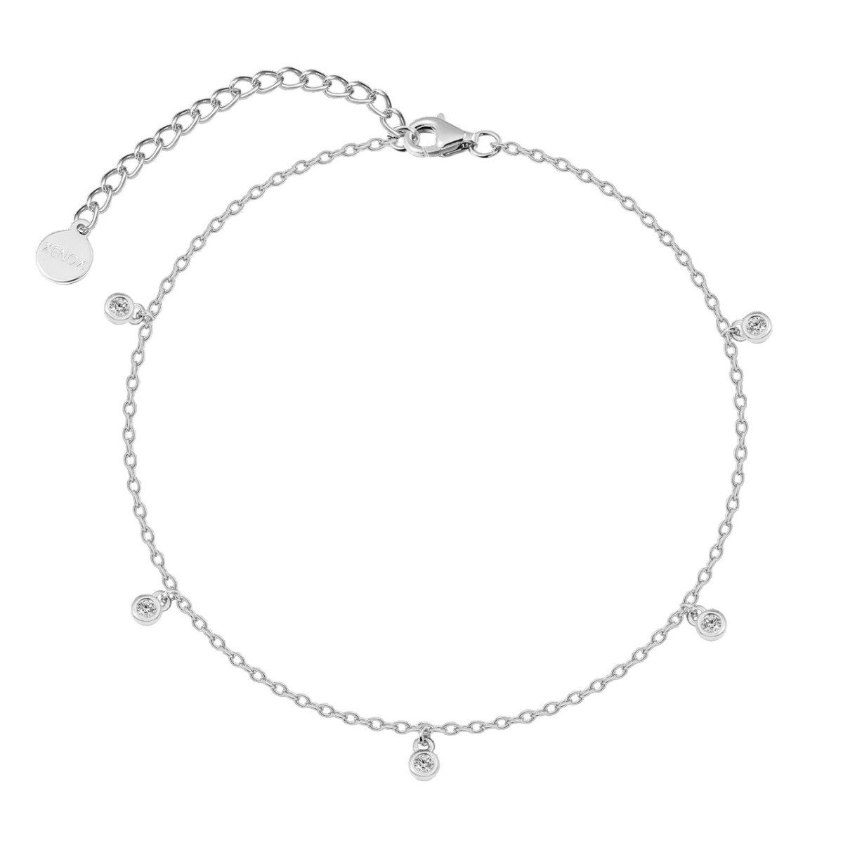 XENOX Fußkette Fußkettchen Damen Basic Zirkonia Sterlingsilber XS10081