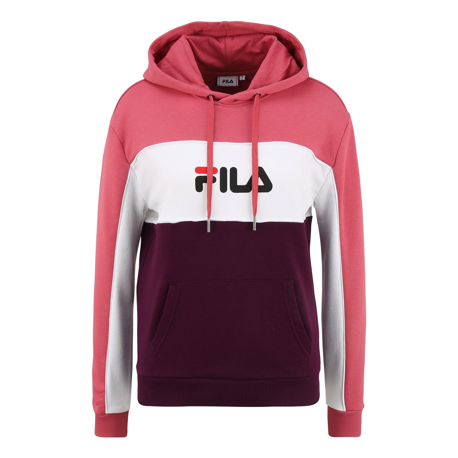 Fila Hoodie Aqila Blocked mit großem Linear Logo auf der Vorderseite B448 winter bloom / baroque rose / bright white