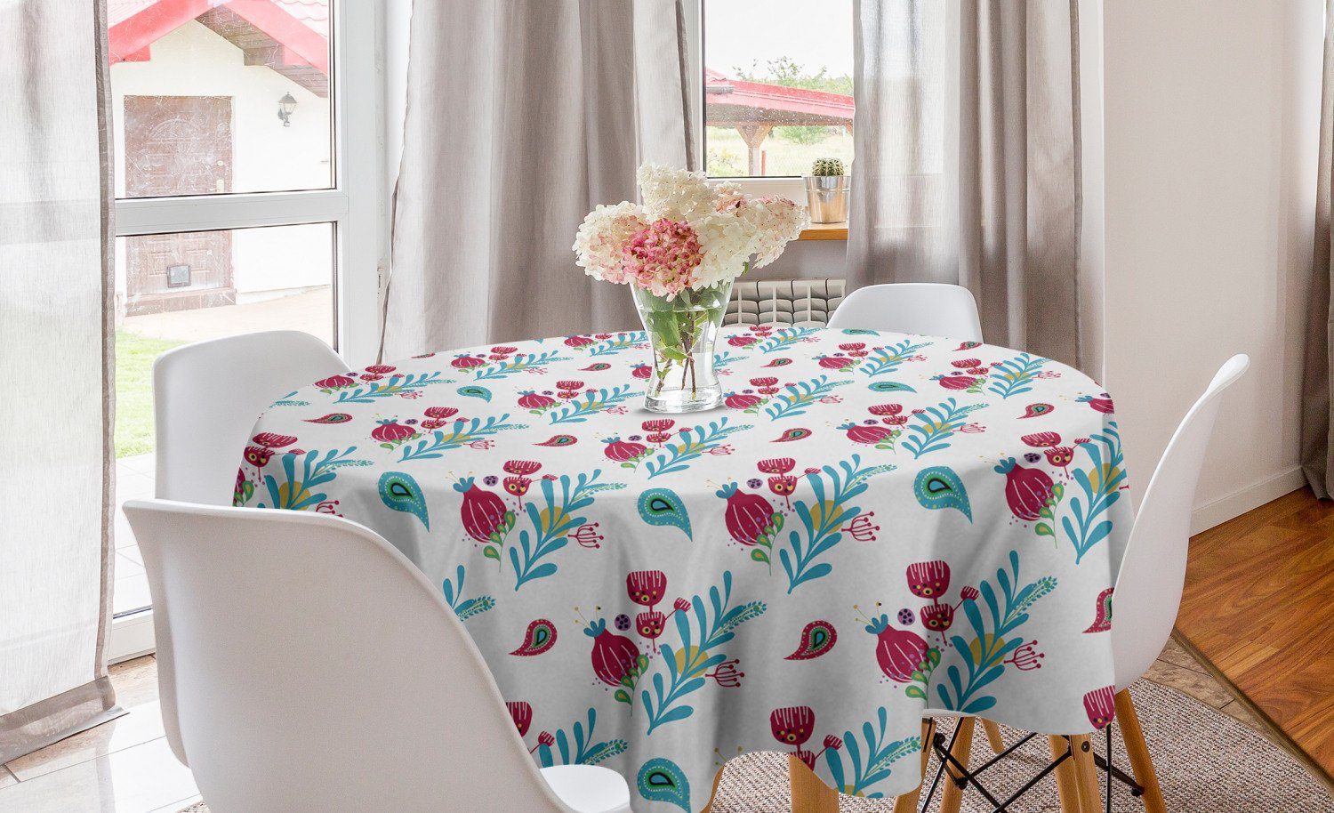 Esszimmer Inspired Kreis Dekoration, Abakuhaus Abdeckung Tischdecke Tischdecke Paisley orientalisch für Küche Blumen