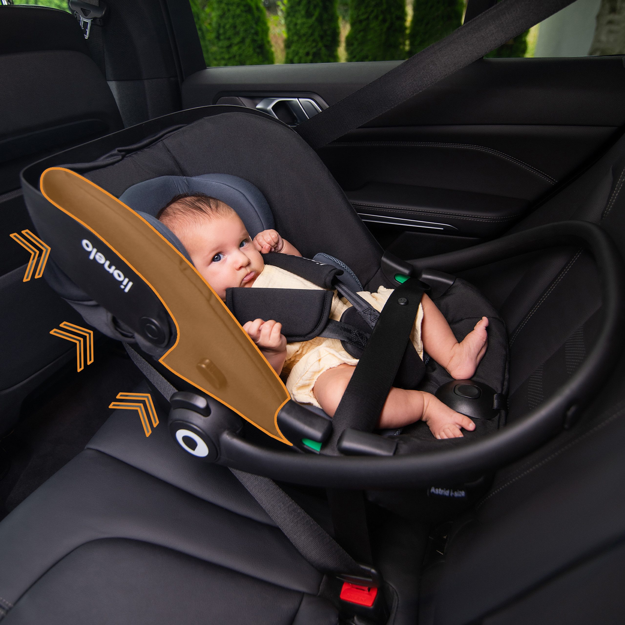 lionelo Babyschale ASTRID I-SIZE, ab: ab Geburt, bis: bis 87 cm, ab: 40,00 cm, bis: 87,00 cm, (Set), Sehr stabiler Träger, Höhenverstellung, Modernes Design