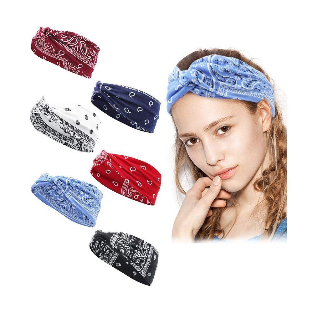 TUABUR Stirnband 6-teiliges Set Damenschals, elastisches Kopftuch aus  Baumwolle (6-St)