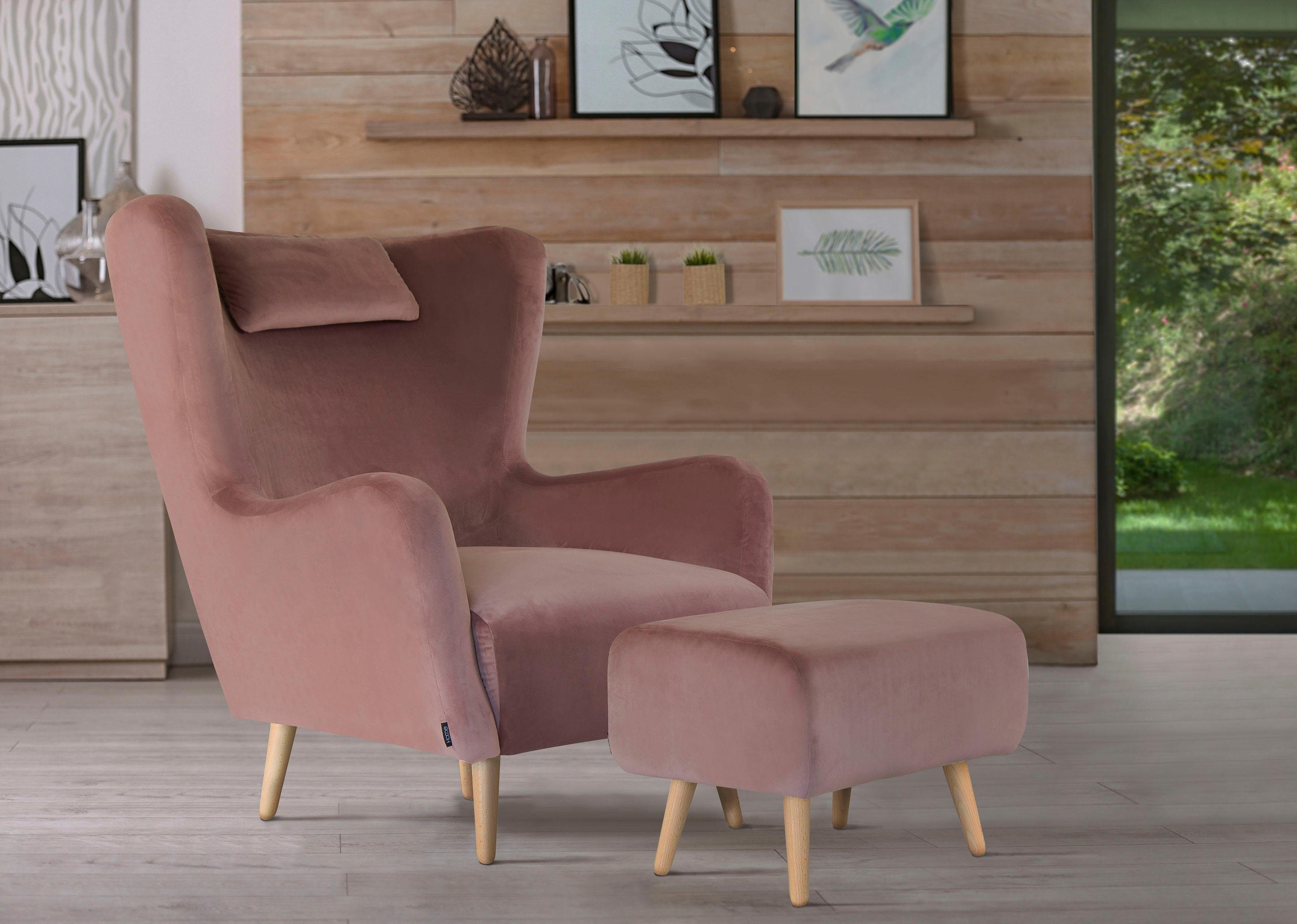 Home affaire Sessel Telford auch in Fellimitat, Sessel B/T/H: 77/92/106 cm, wahlweise mit und ohne Hocker, in vielen Bezugsqualitäten, Ohrensessel