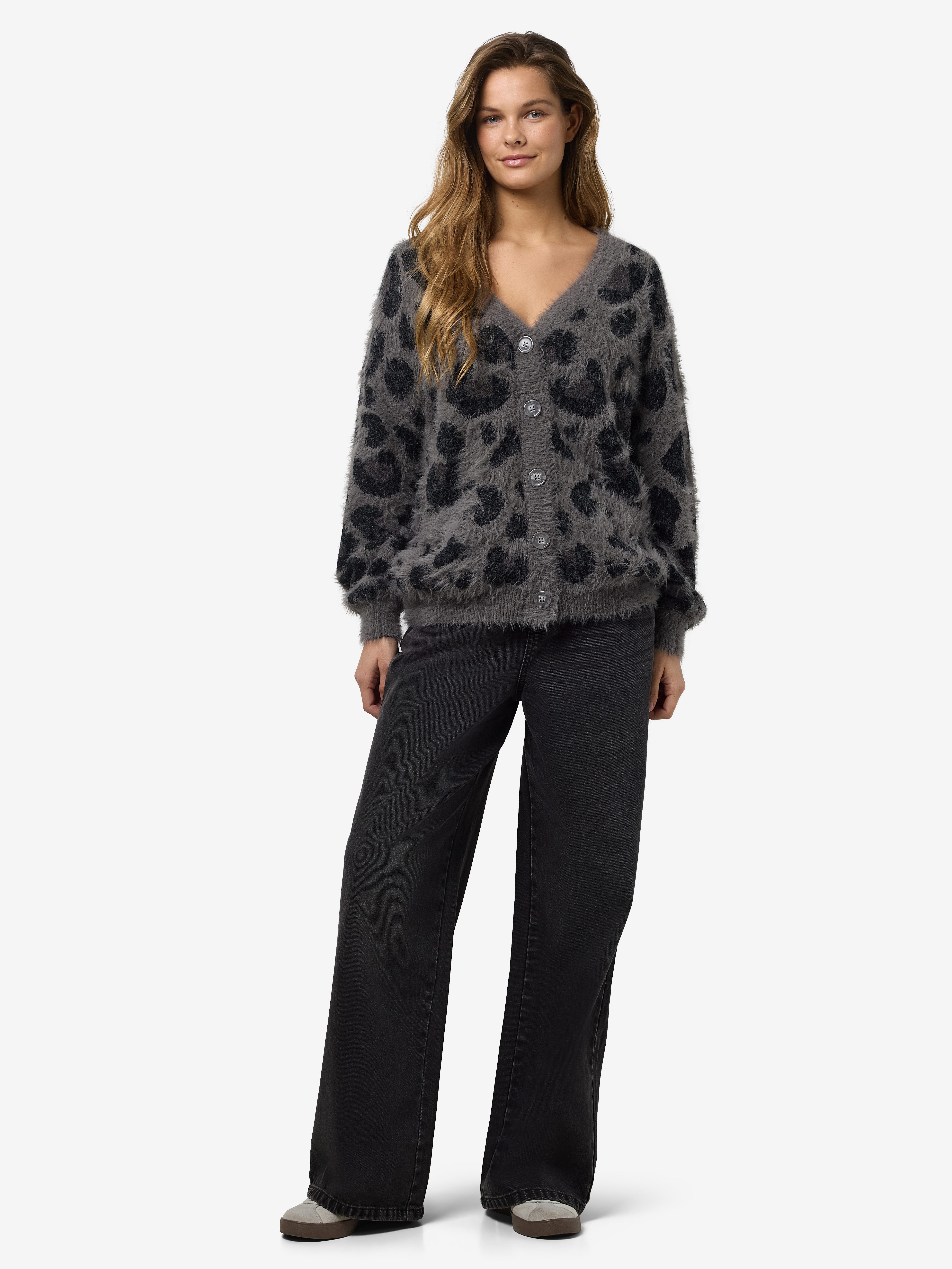 Noisy may Strickjacke NMFLYNN L/S V-NECK KNIT CARDIGAN NOOS Materialmix, loose fit