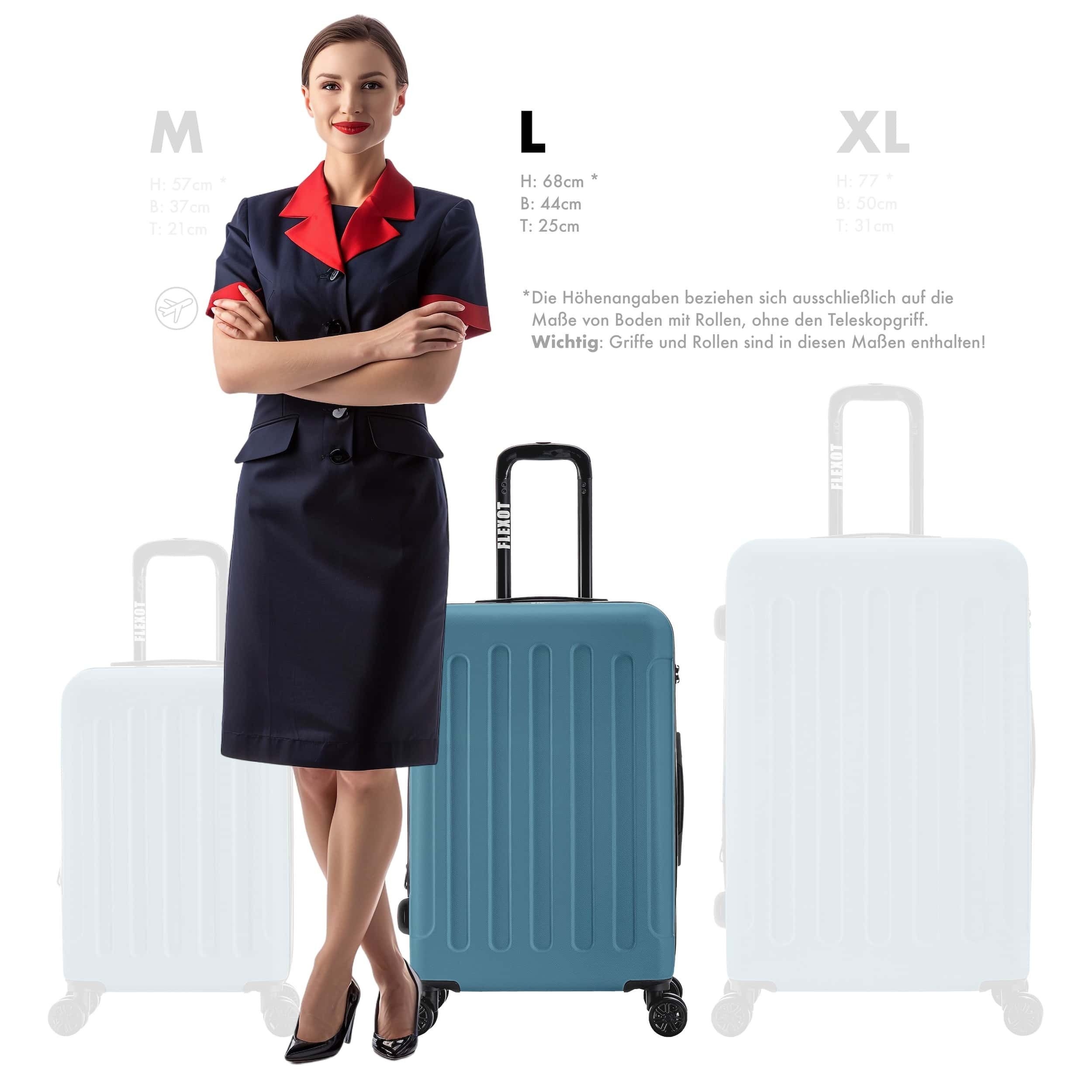 Flexot Hartschalen-Trolley F-3045 (Gr. M, L, XL) – Kofferset – ABS-Hartschale, 4 Rollen, Robuster und moderner Koffer mit vier 360° Rollen und Zahlenschloss – Bild 2 von 5