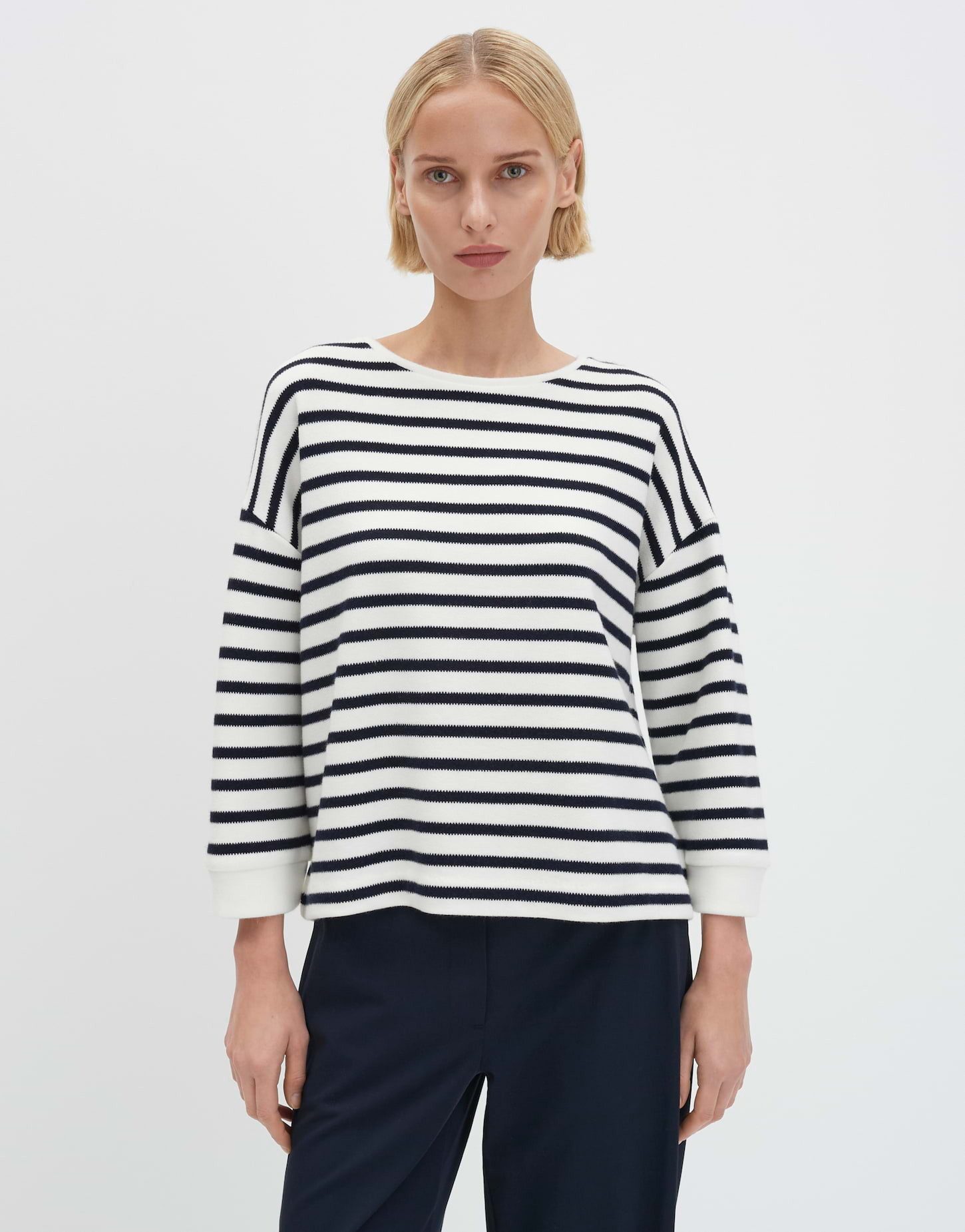 someday Sweatshirt ULENO Loose in Strickoptik gerader Schnitt, weite Passform, elastischer Rippbund