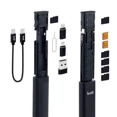 leben Speicherkartenleser 9-in-1-Multifunktions-Kompakt-SIM, USB-SD-Karten-Aufbewahrungsbox, Lade- und Übertragungsadapter, Micro-USB-Adapter, USB-C-Kabel