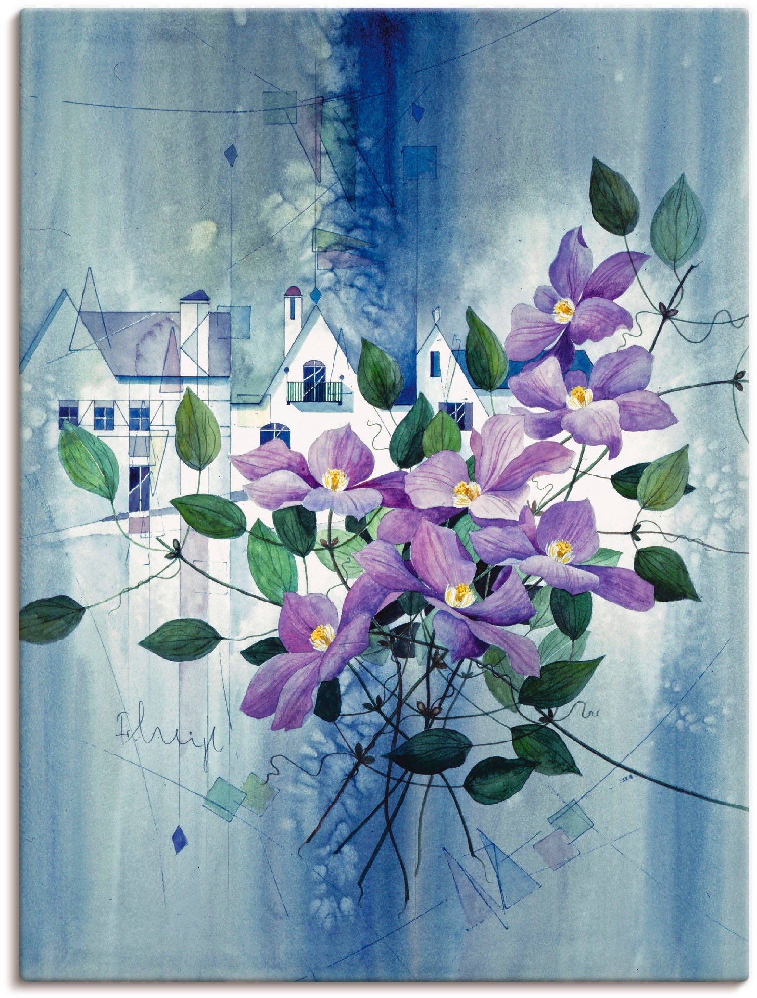 Artland Wandbild Bunte Gartenblumen, Blumen (1 St), als Leinwandbild, Wandaufkleber oder Poster in versch. Größen