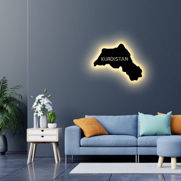 LEON FOLIEN LED Nachtlicht Kurdistan Led Geschenk باشووری کوردستان - Irak in Schwarz #5, LED fest integriert