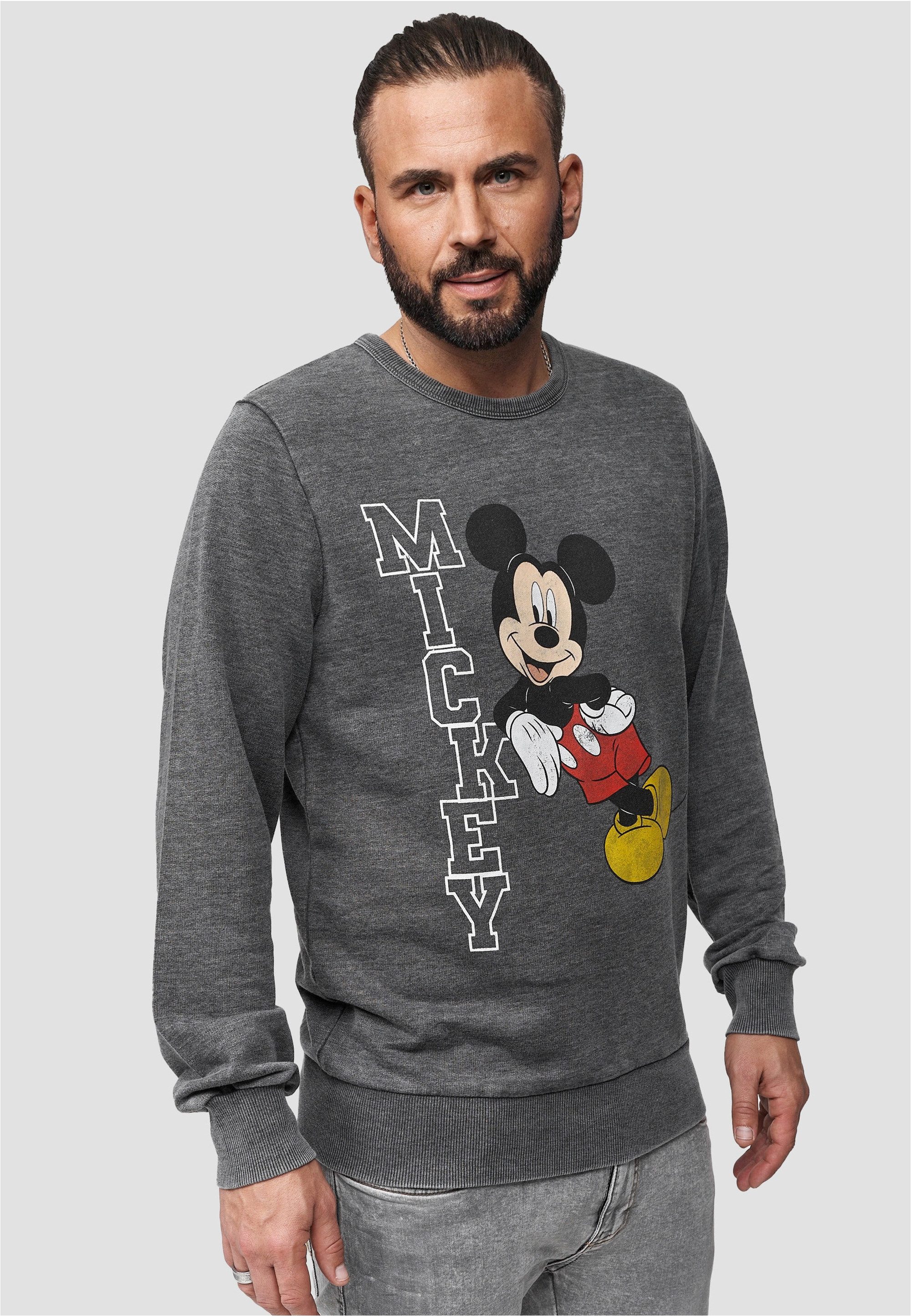 Recovered Sweatshirt Disney Mickey Leaning (1-tlg) mit niedlichem Frontprint