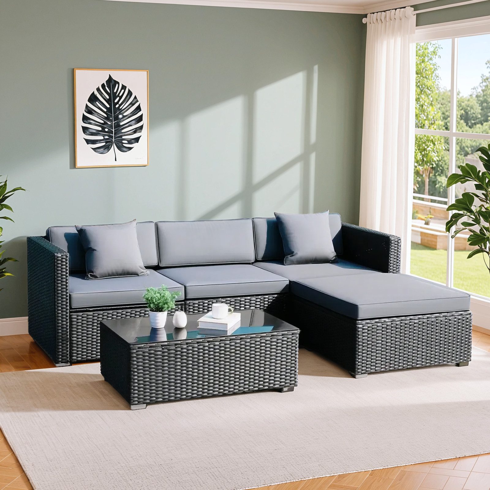 TLGREEN Gartenlounge-Set Loungeset Gartenmöbel Set, Rattanmöbel günstig online kaufen
