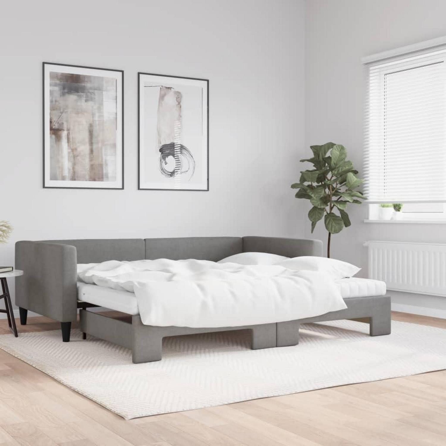 LuxusKollektion Schlafsofa Sofabett 2in1 100 x 200 mit Bettkasten & Matratze Dunkelgrau