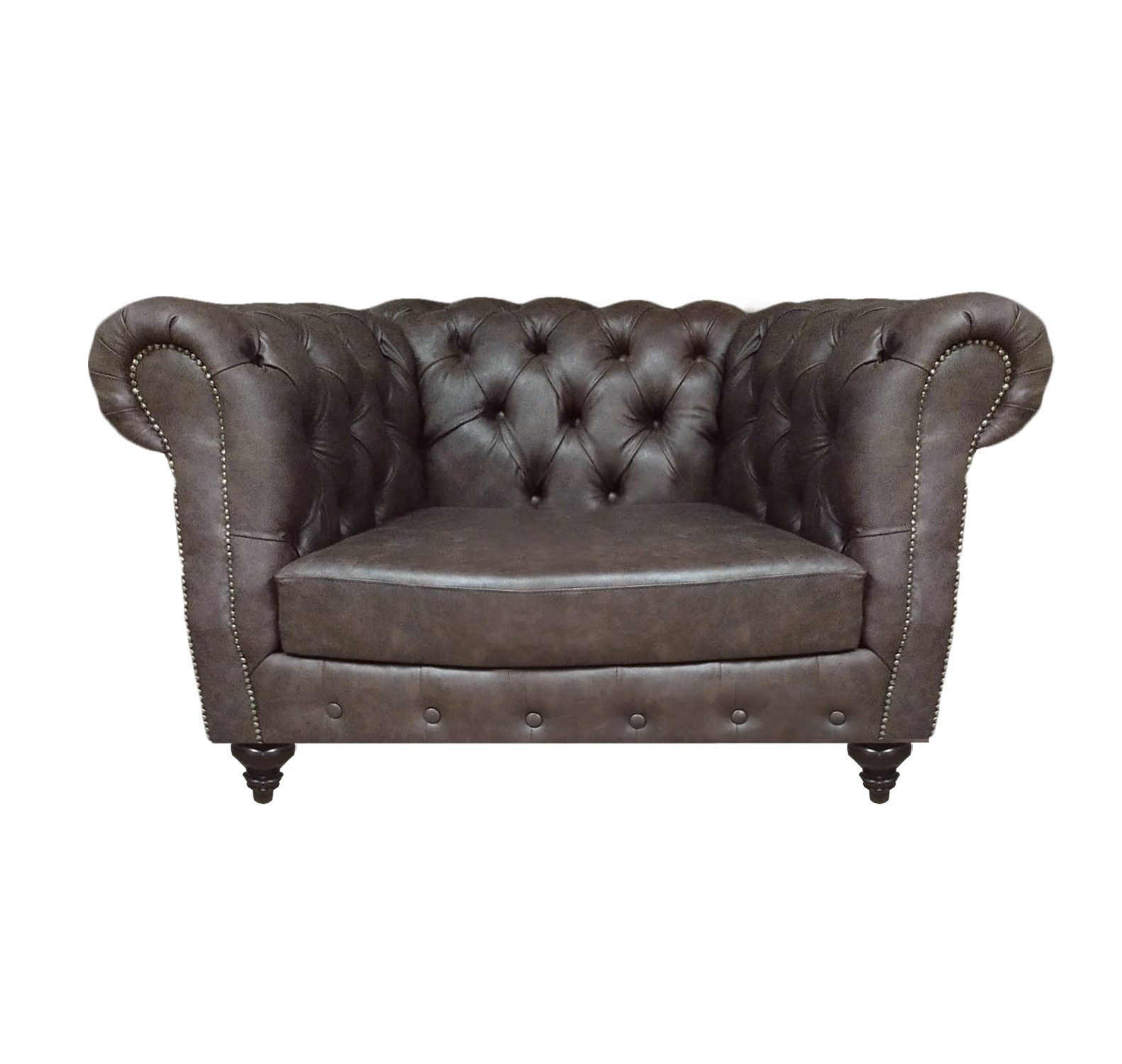 JVmoebel Chesterfield-Sessel Brauner Lederstuhl mit Knopfheftung und Holzfüßen (Packung, 1-St., Sessel), Made in Europa